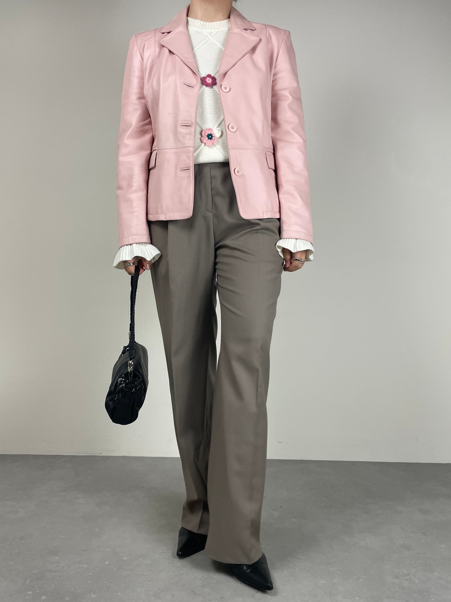 Giacca in vera pelle rosa