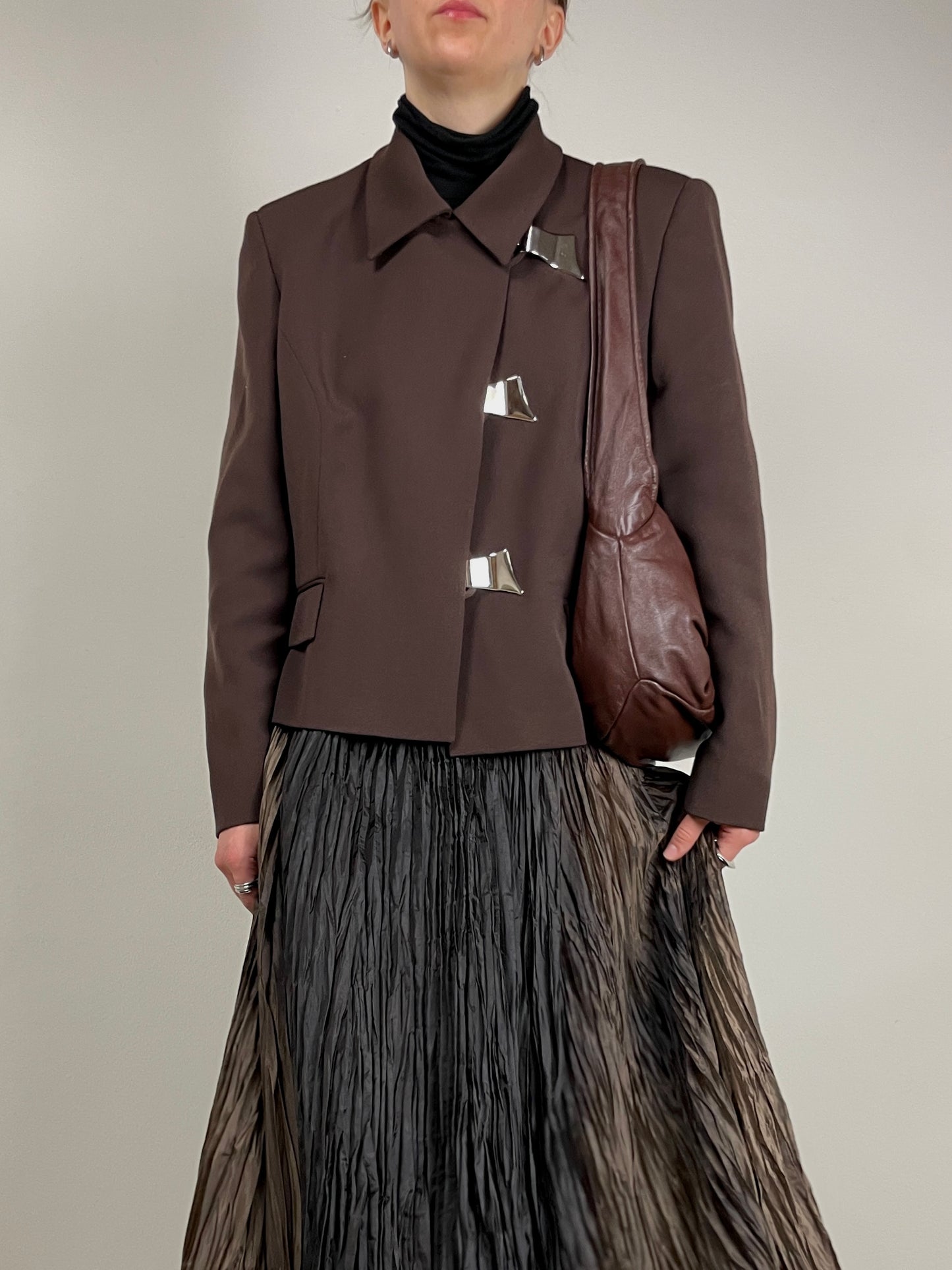 Hobo bag in pelle marrone
