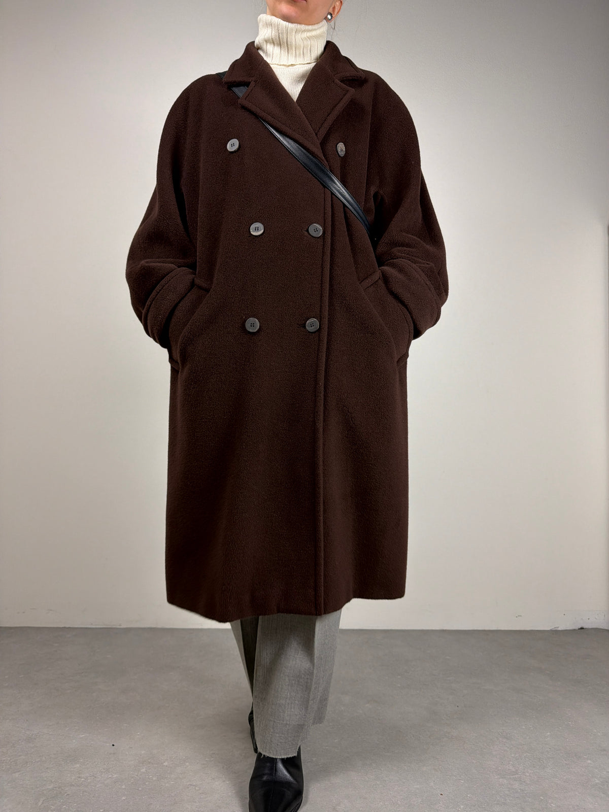 MARELLA cappotto in lana e cashmere color cioccolato