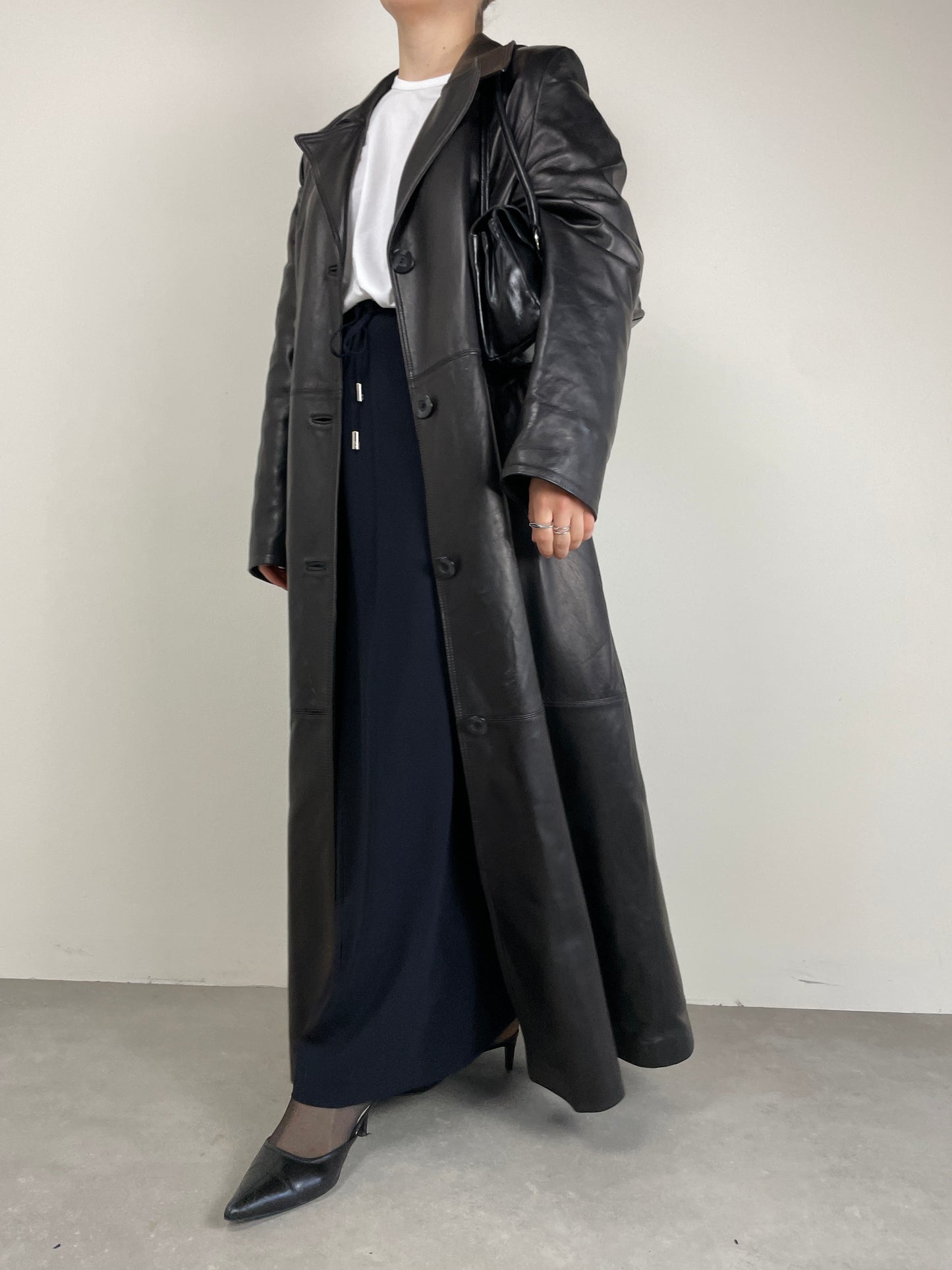 Trench lungo in vera pelle