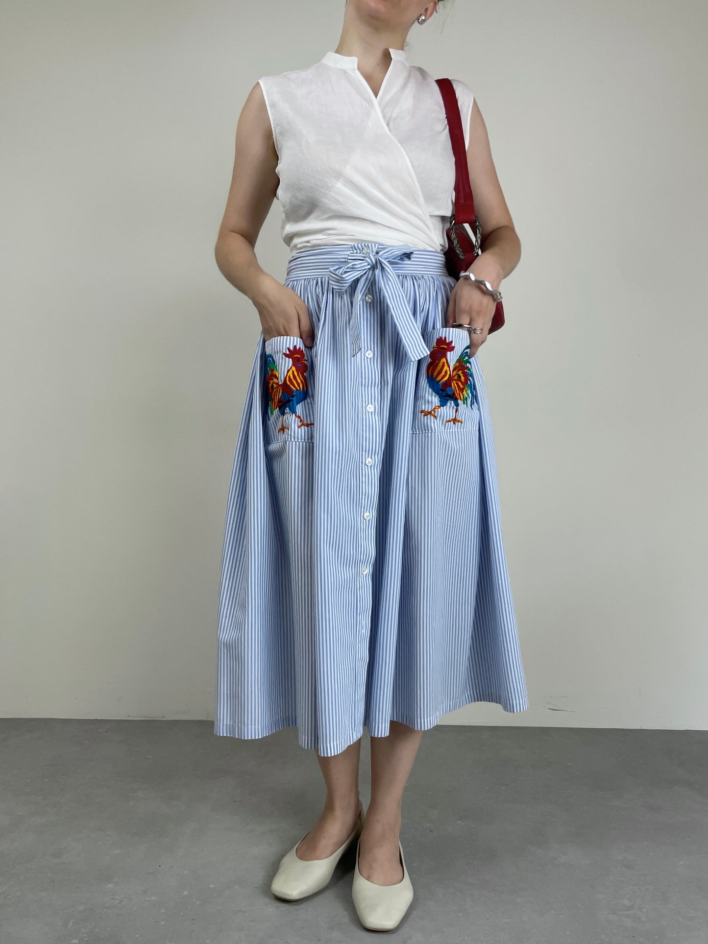 Gonna STELLA JEAN in cotone a righe con ricamo