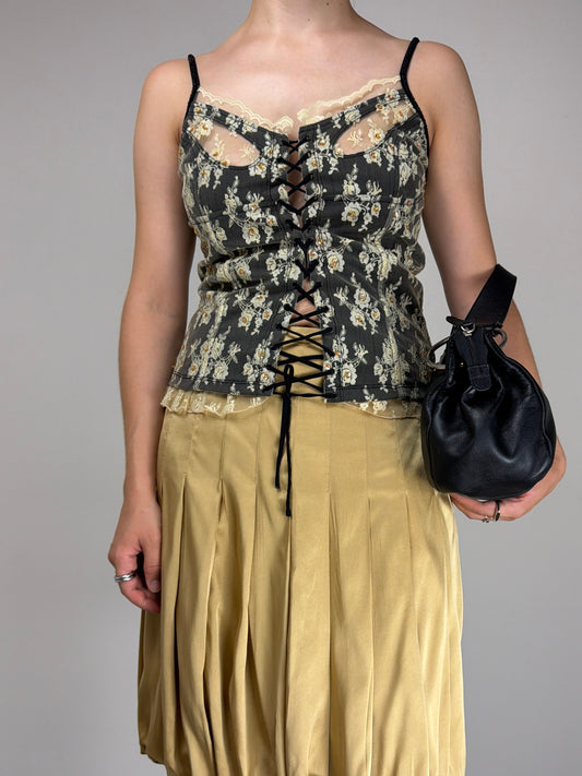 Top vintage in pizzo con intreccio