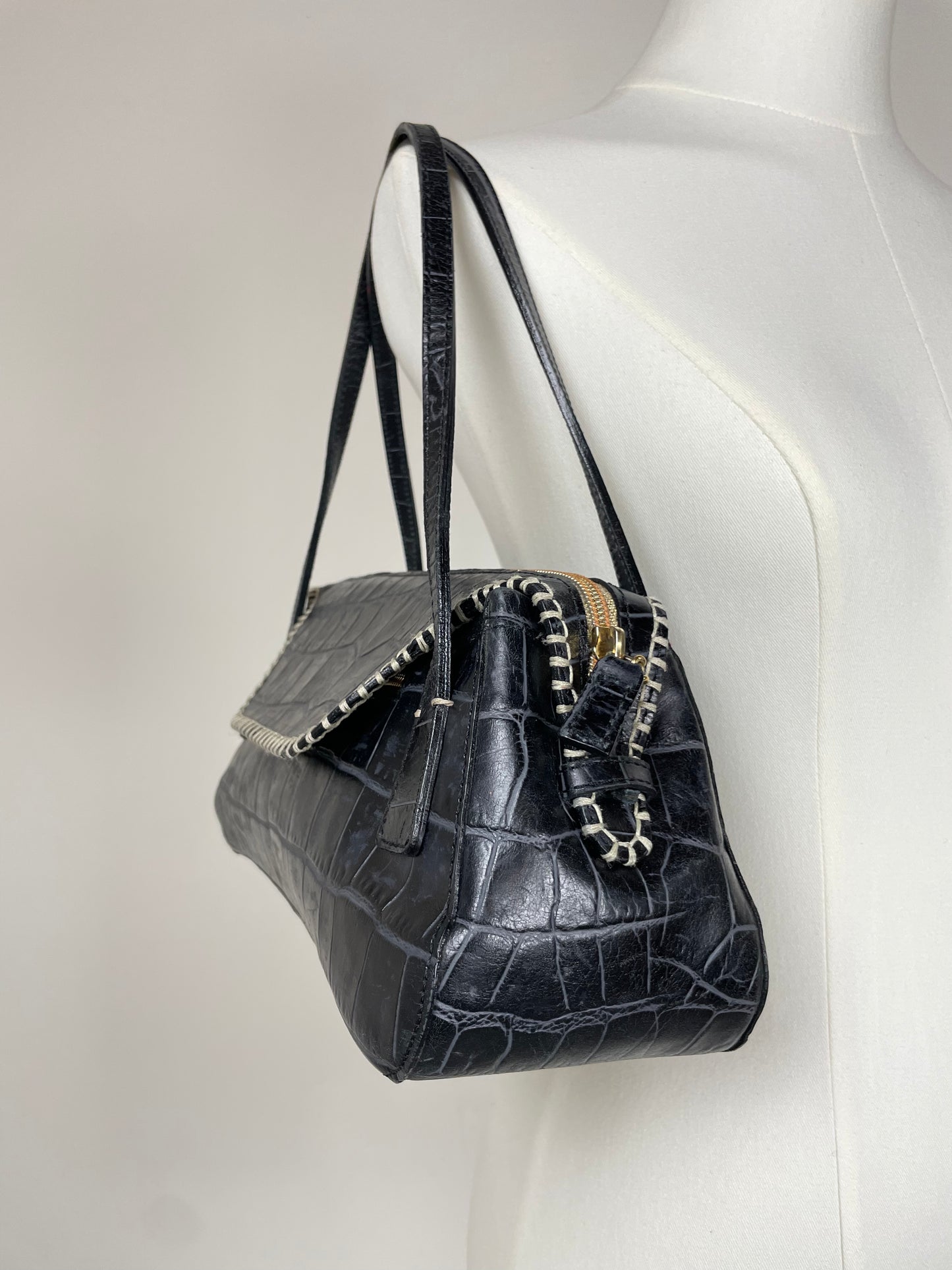 Borsa vintage in pelle effetto cocco