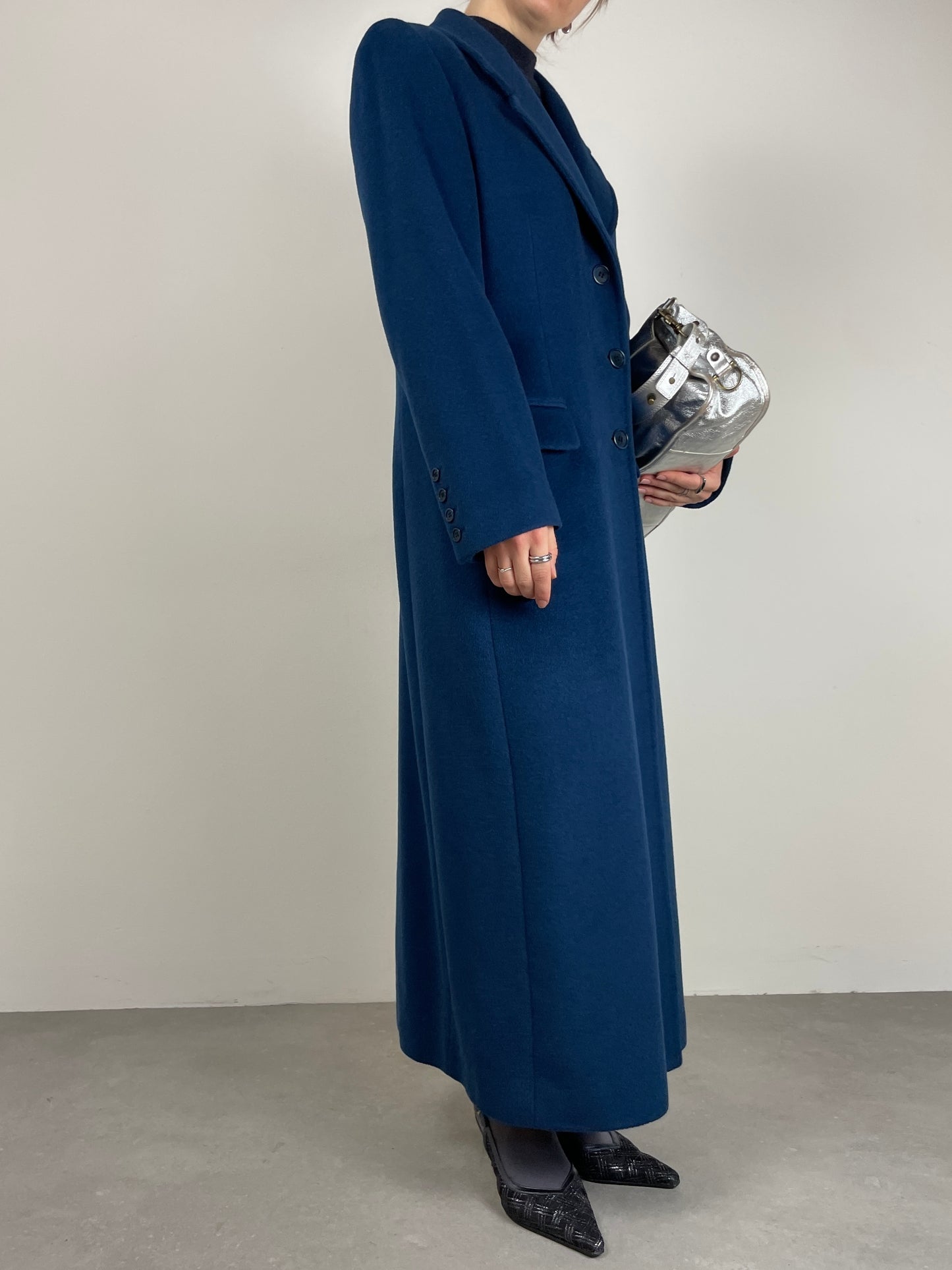 Cappotto in lana color petrolio