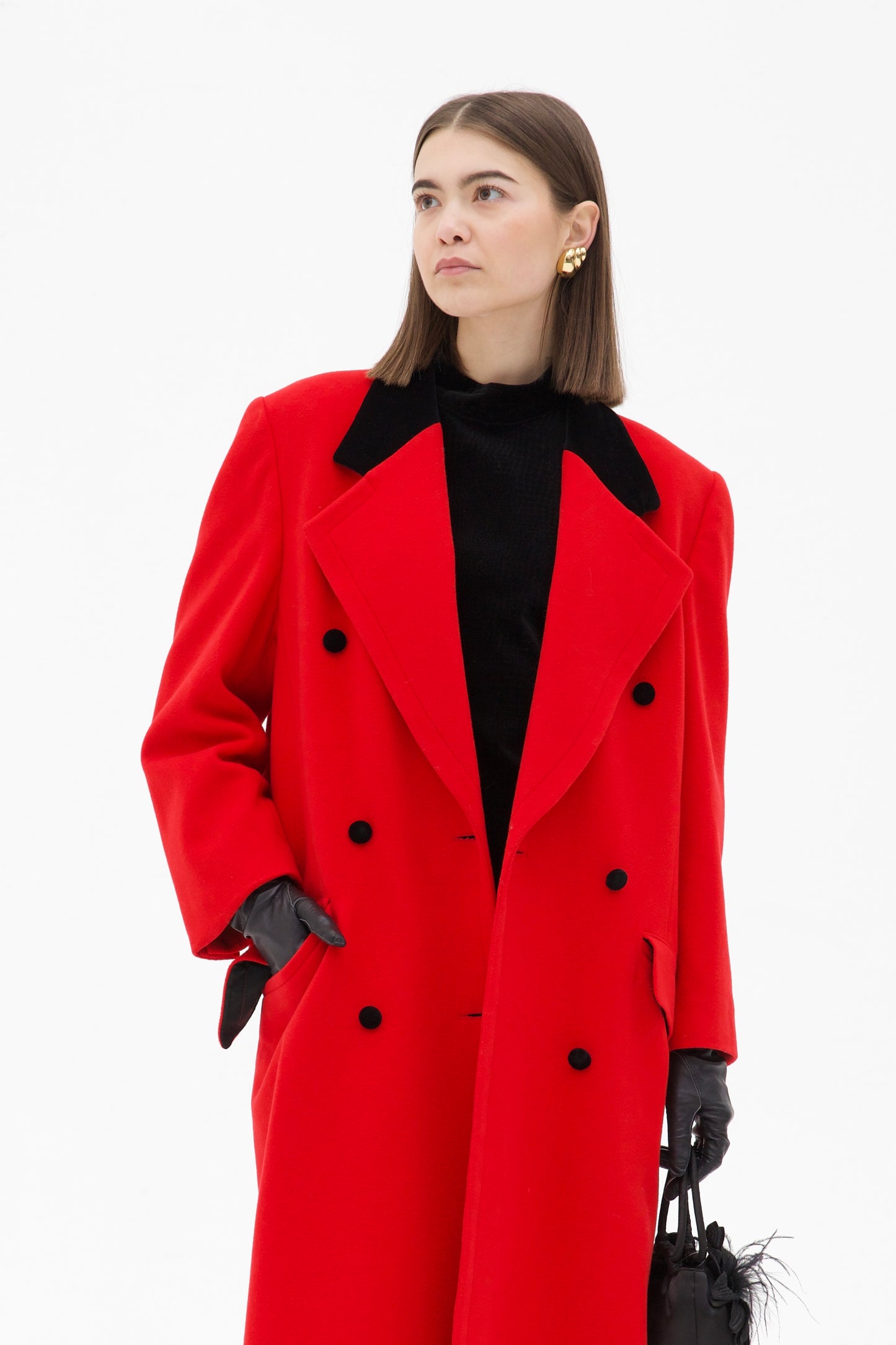 Cappotto vintage in lana e cashmere rosso