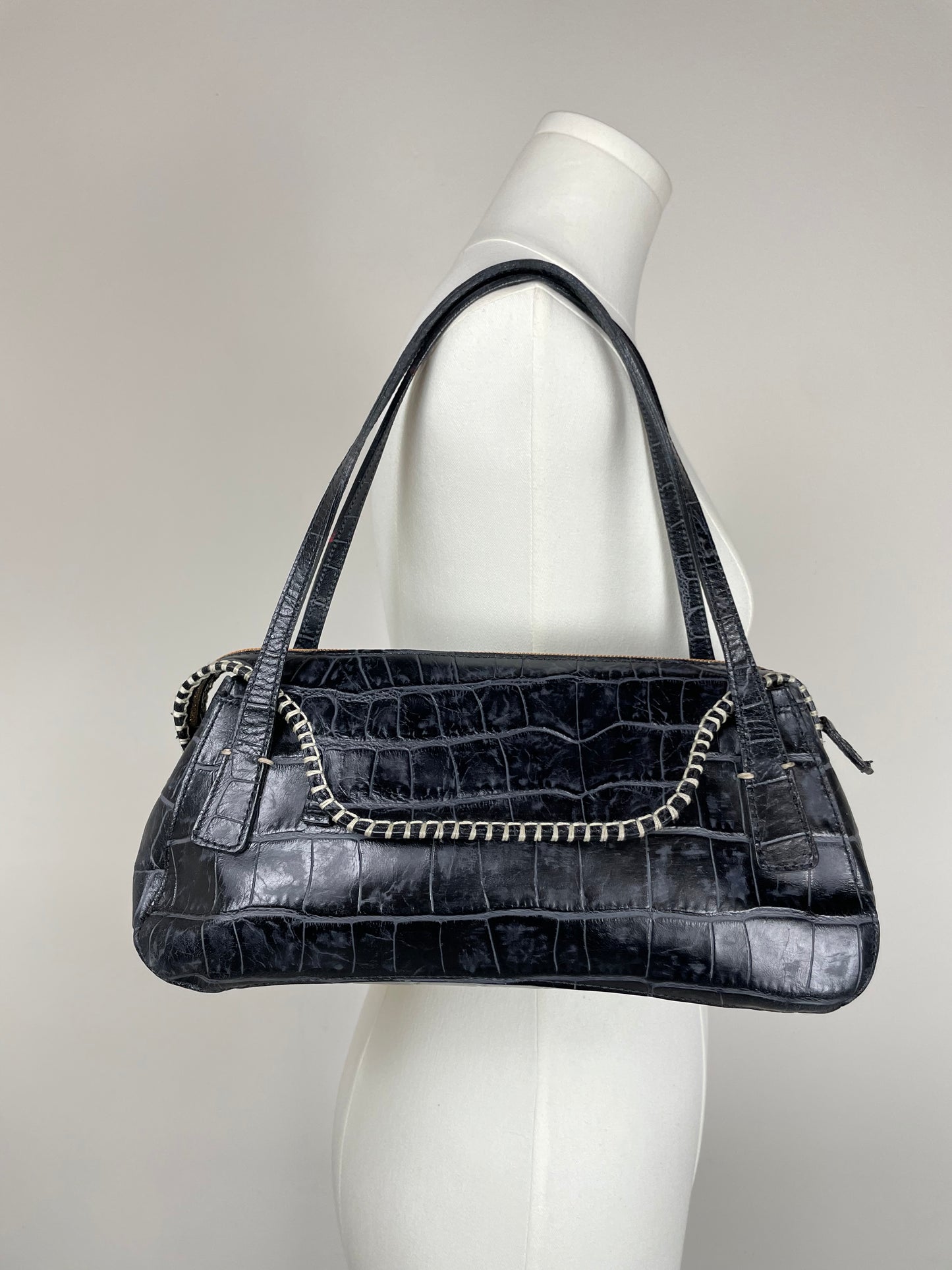 Borsa vintage in pelle effetto cocco