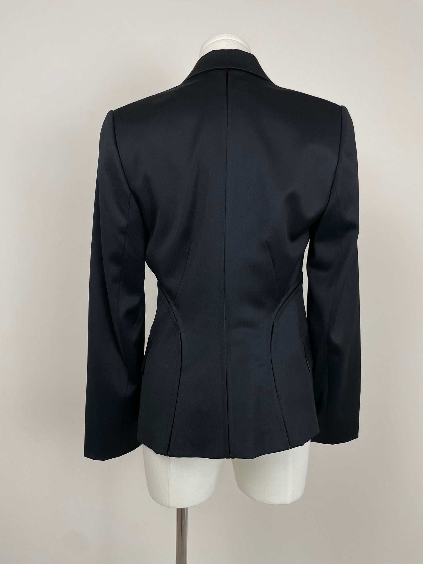Blazer nero in lana con tagli