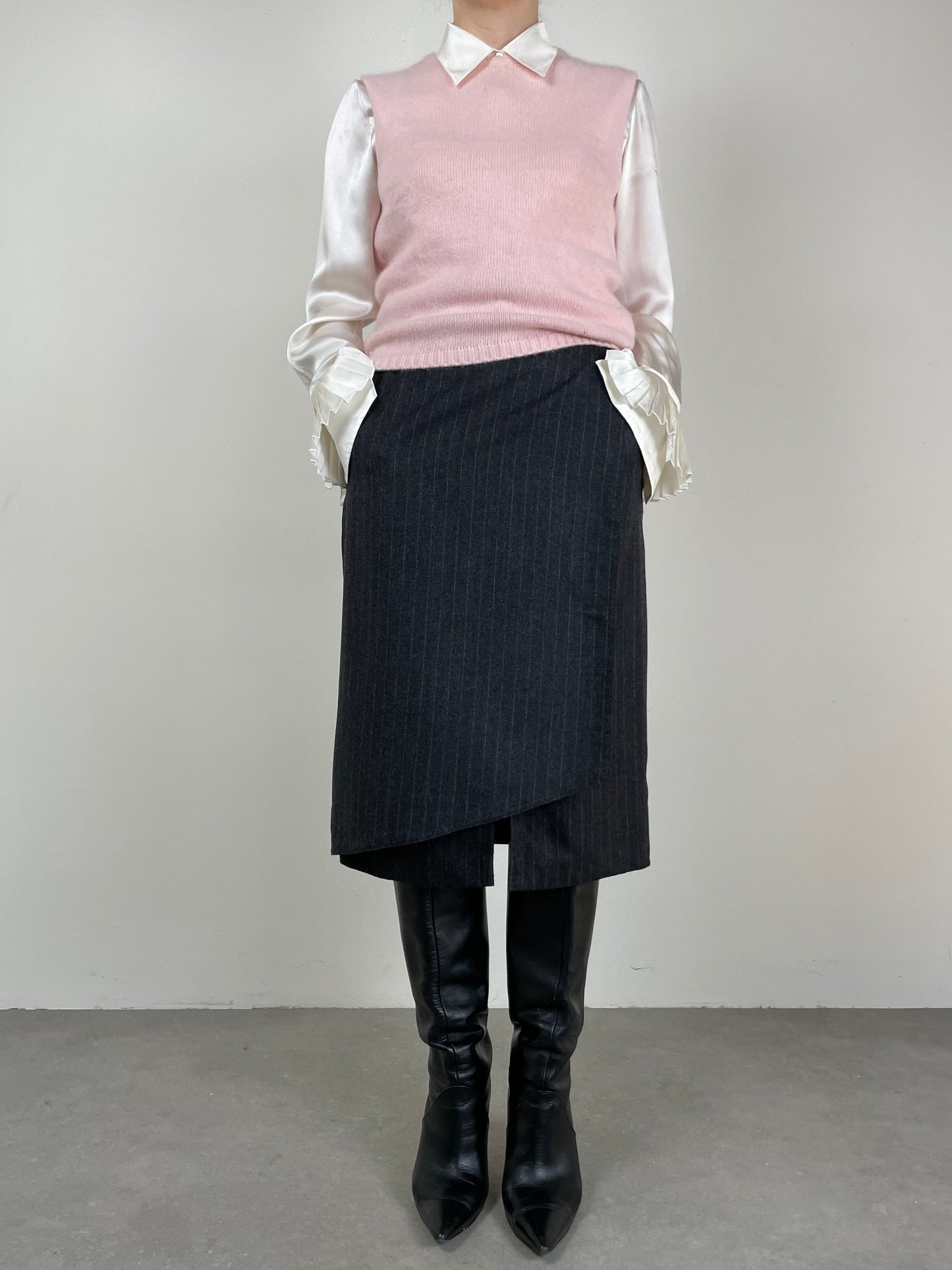 Gilet vintage in misto angora rosa