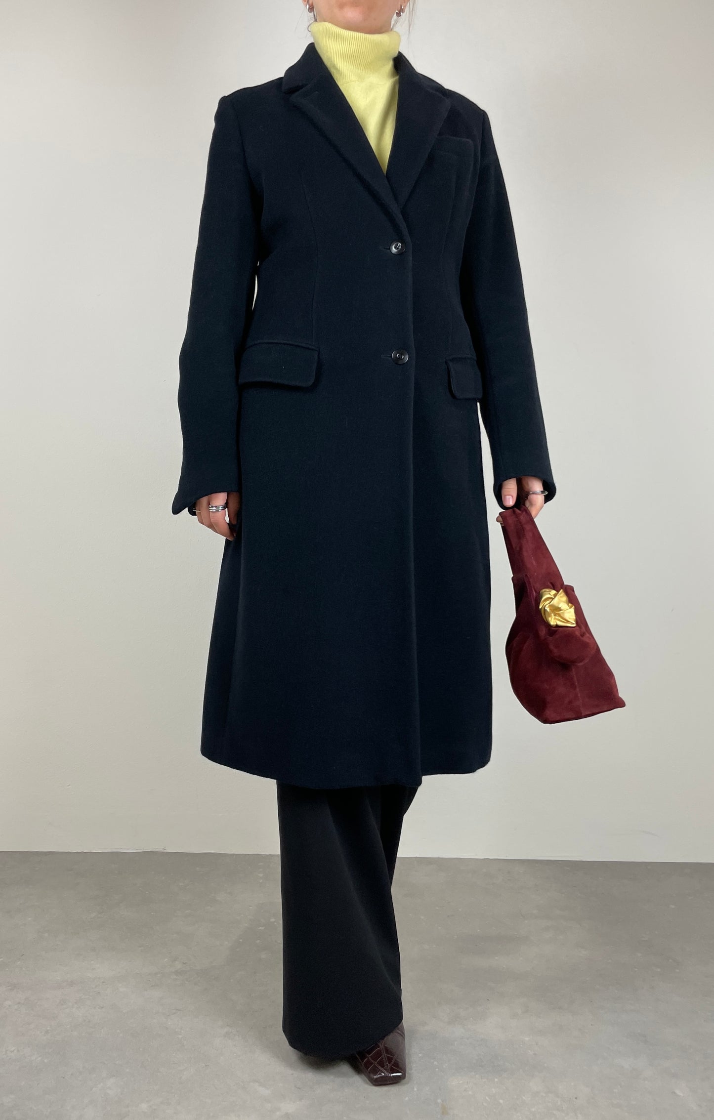 Blue wool and angora coat