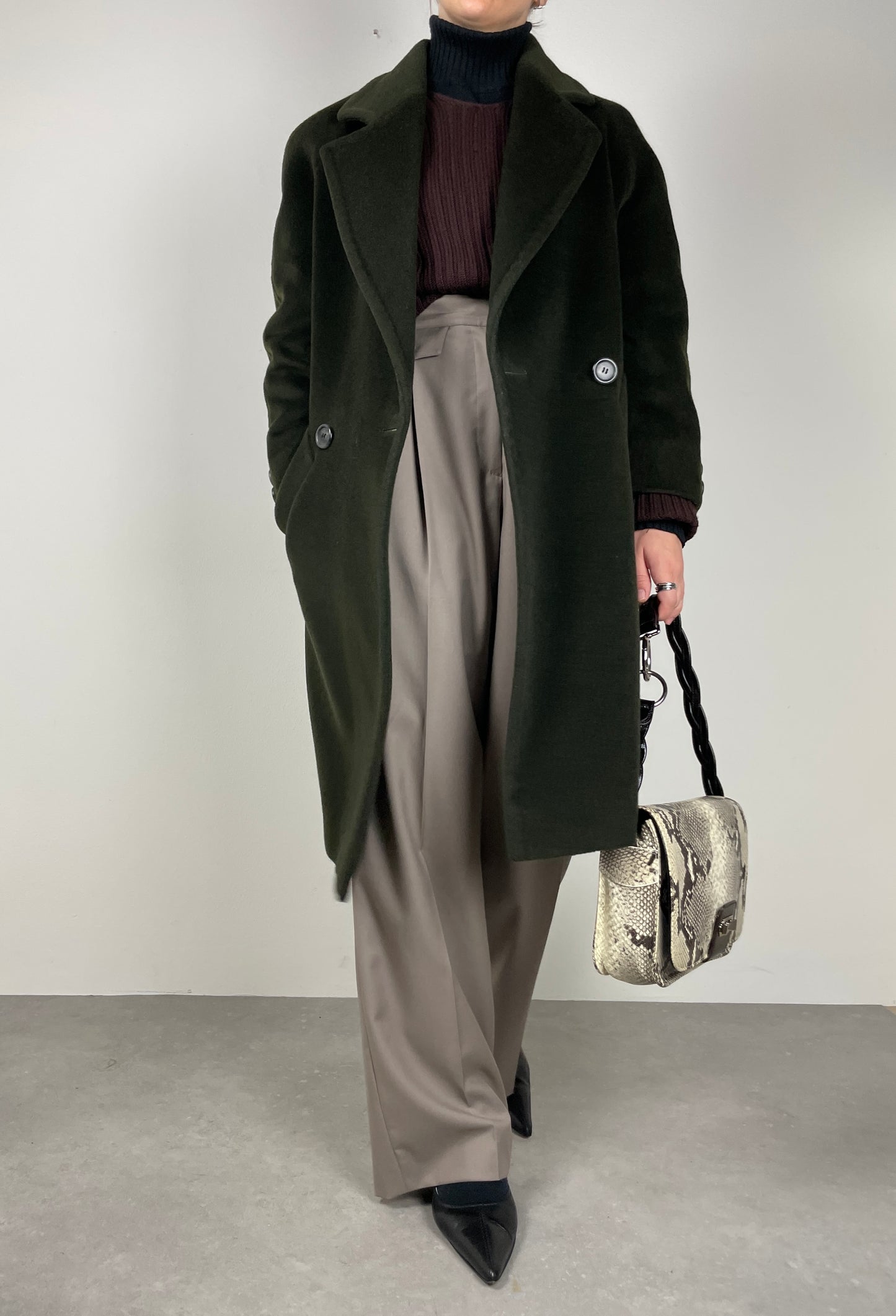 Green Piacenza wool coat