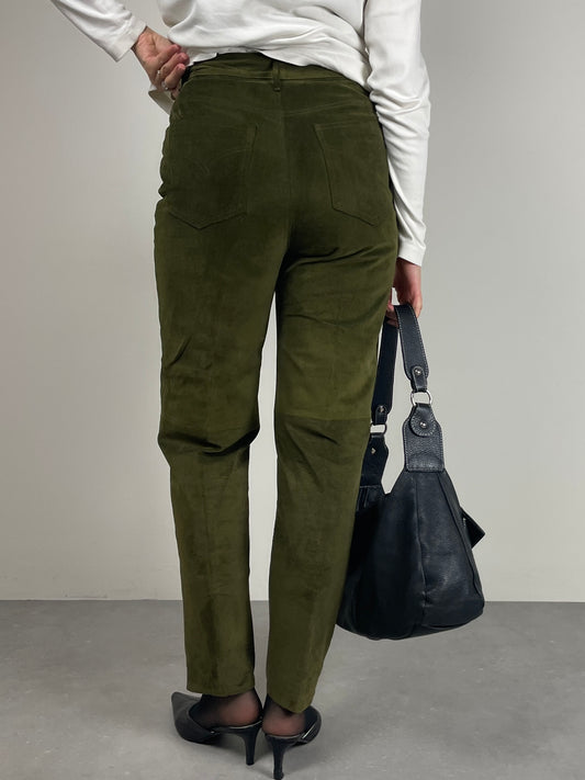 MOSCHINO pantaloni in vera pelle scamosciata