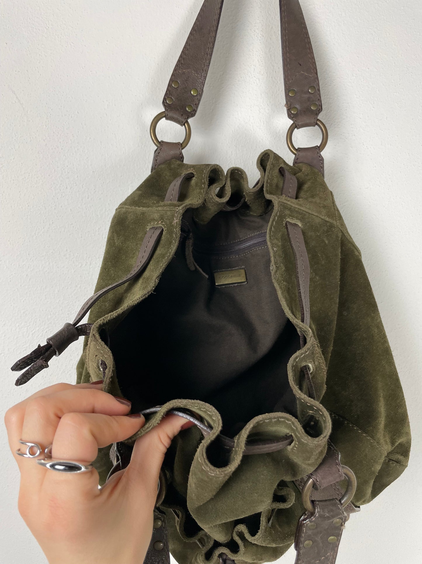 Coccinelle borsa in pelle scamosciata