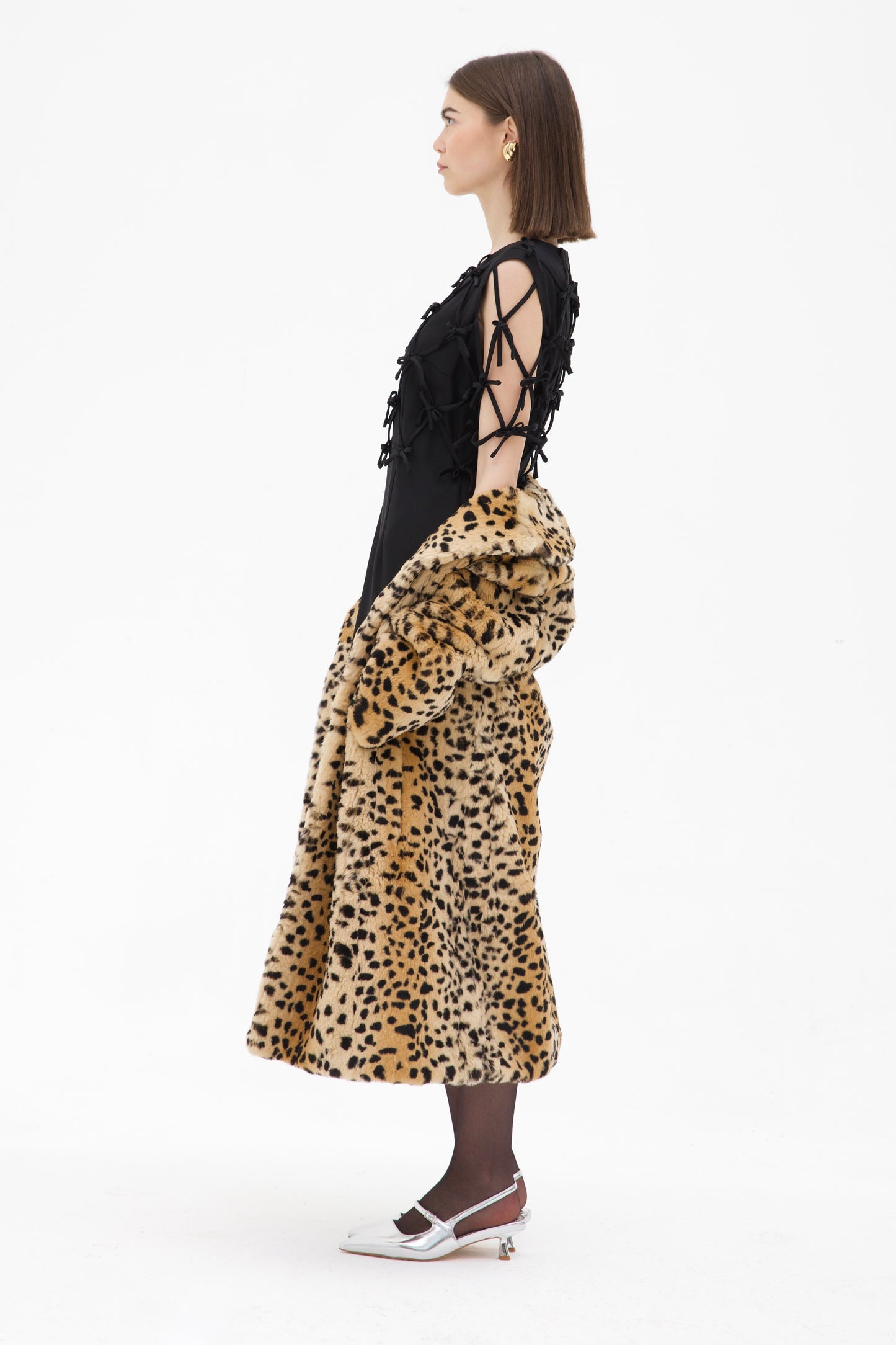 Pelliccia di coniglio vintage a fantasia leopardata
