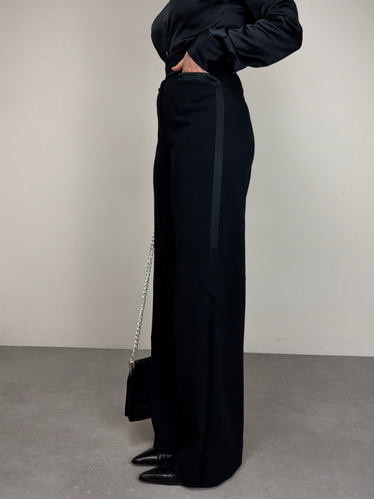 Pantalone vintage elegante in lana a vita alta