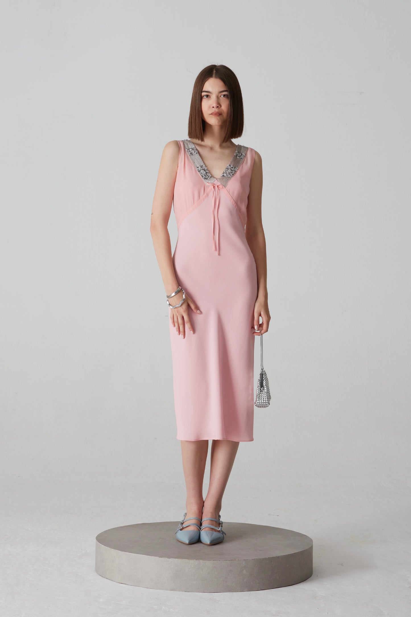 Abito vintage in pura seta rosa