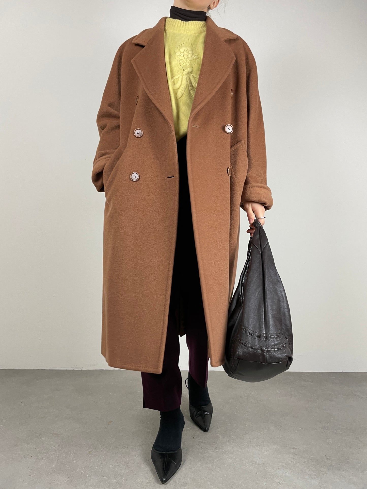 Cappotto in lana, angora e cashmere