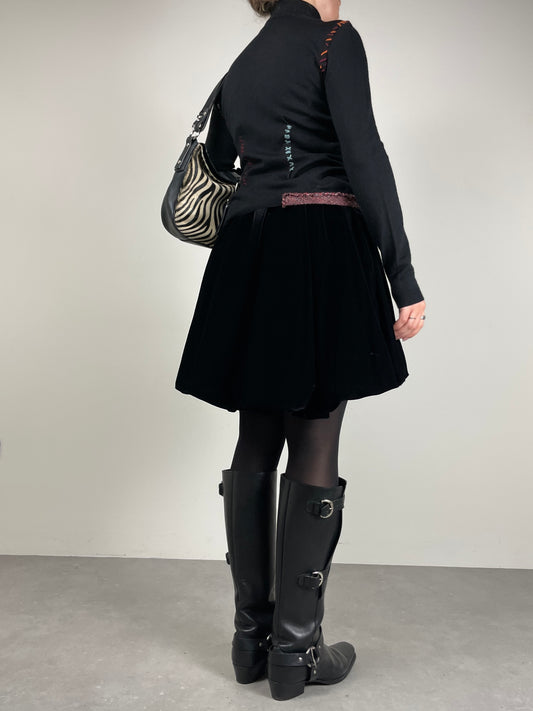 Gonna vintage a palloncino in velluto