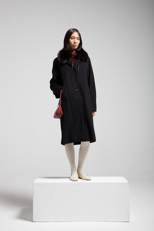 Cappotto vintage Made in Italy in pura lana nera
