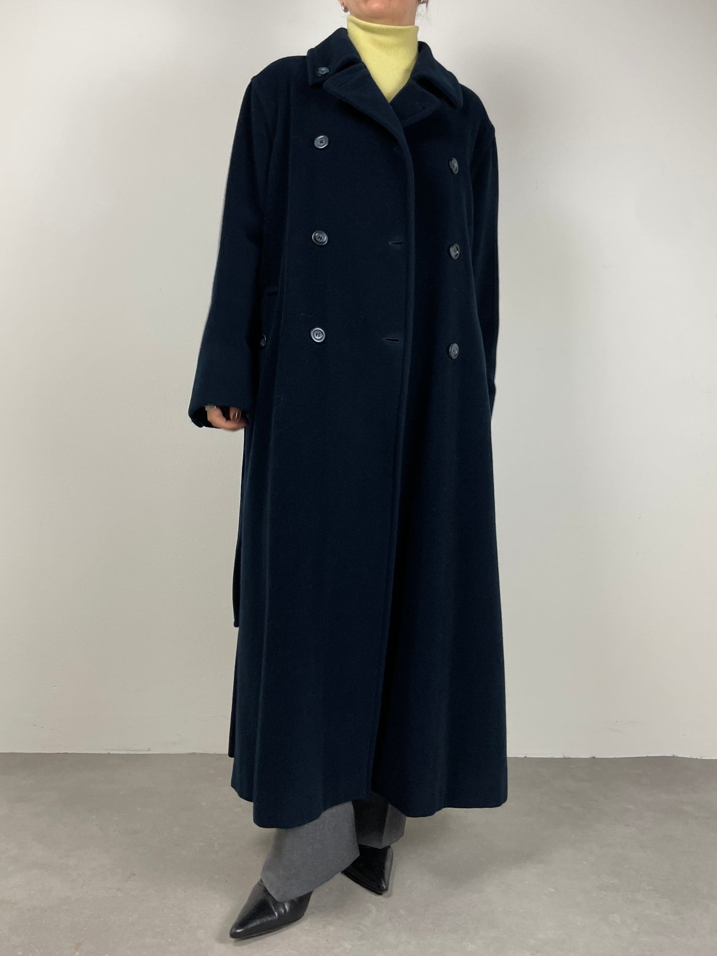 Cappotto Made in Italy in lana e cashmere color blu