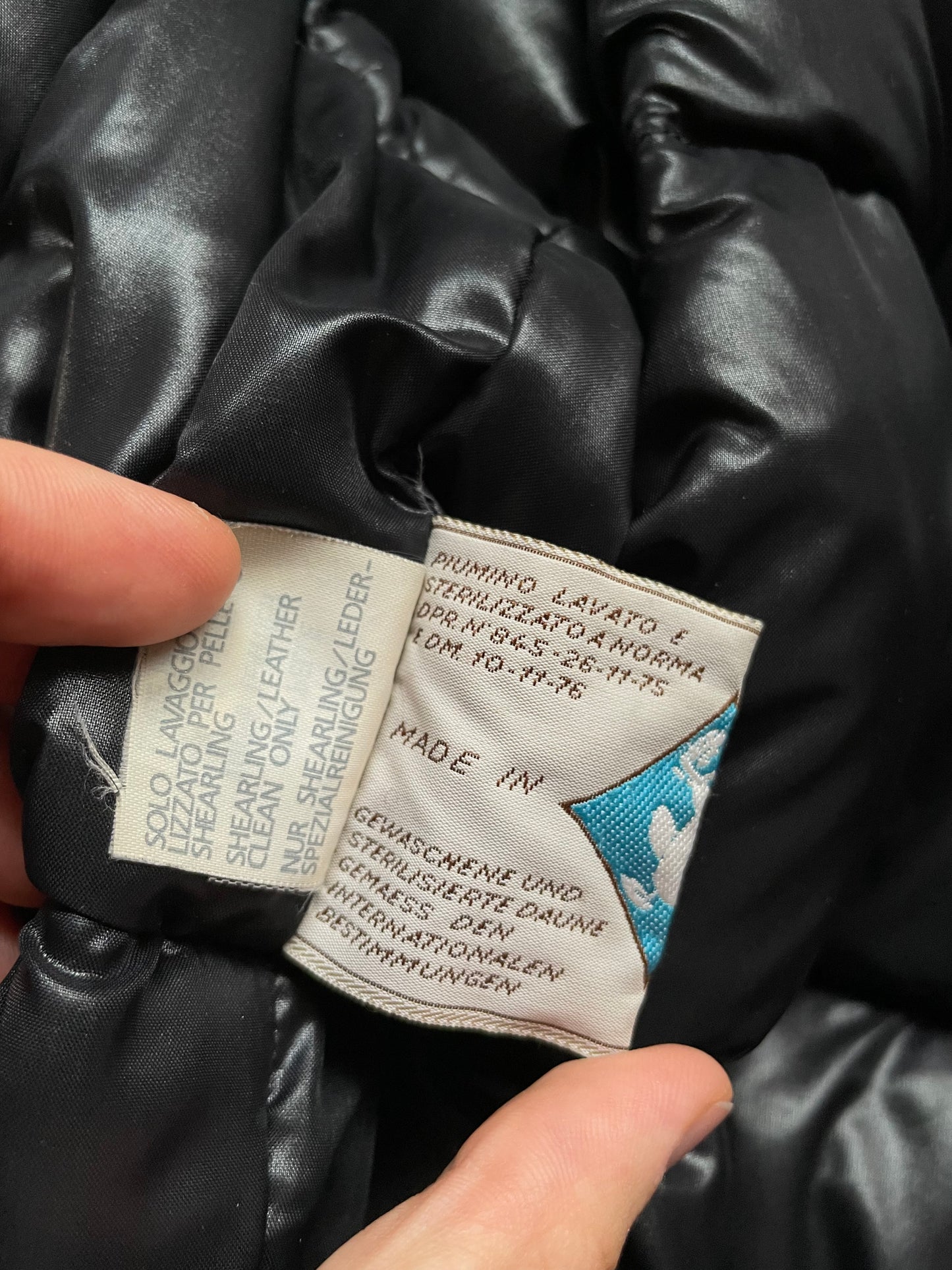 Piumino vintage in vera pelle con vera piuma d’oca