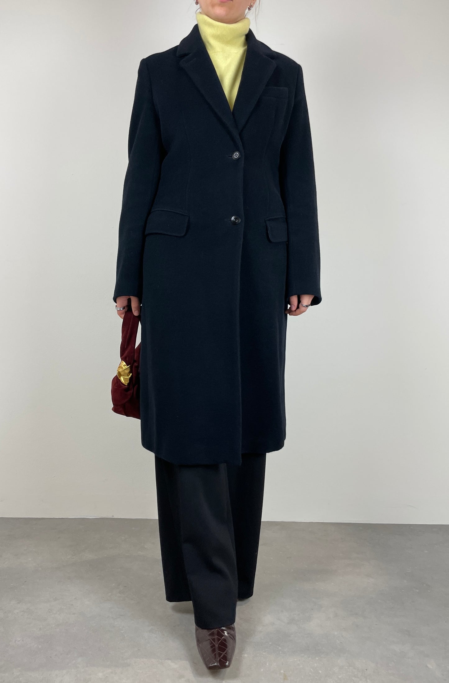 Blue wool and angora coat