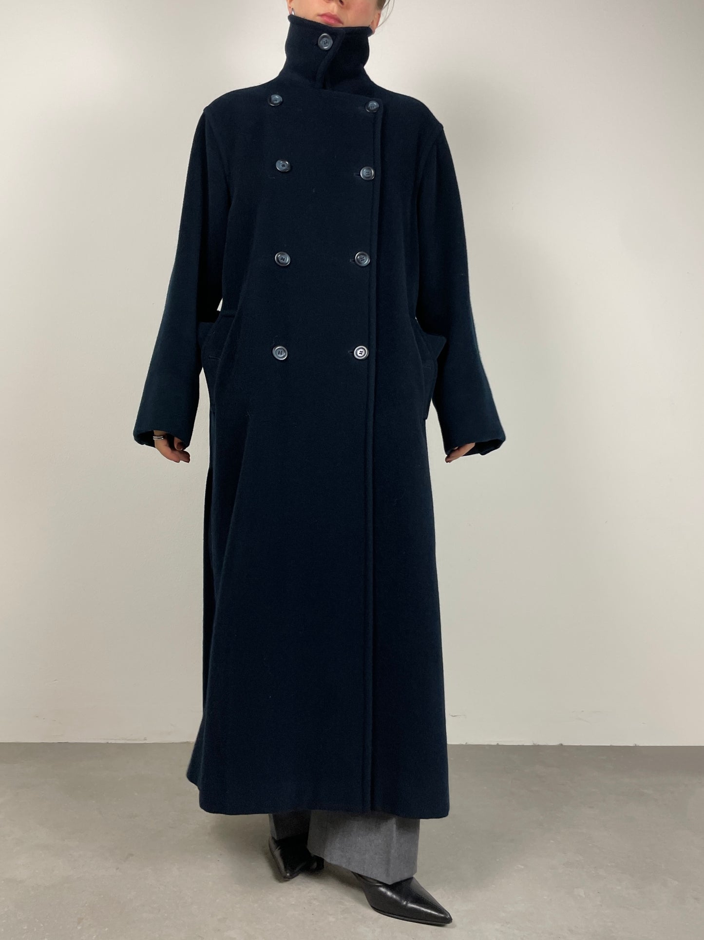 Cappotto Made in Italy in lana e cashmere color blu