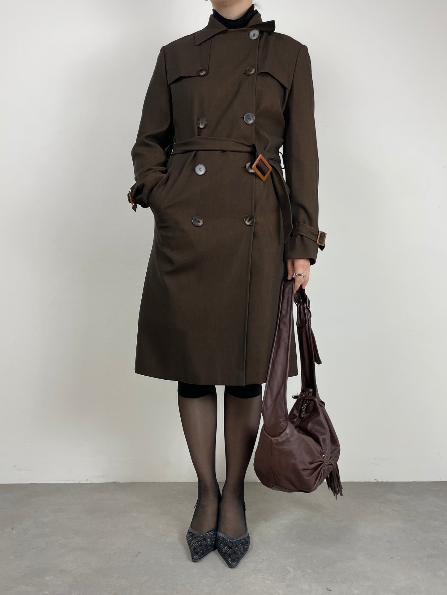 Trench in lana marrone