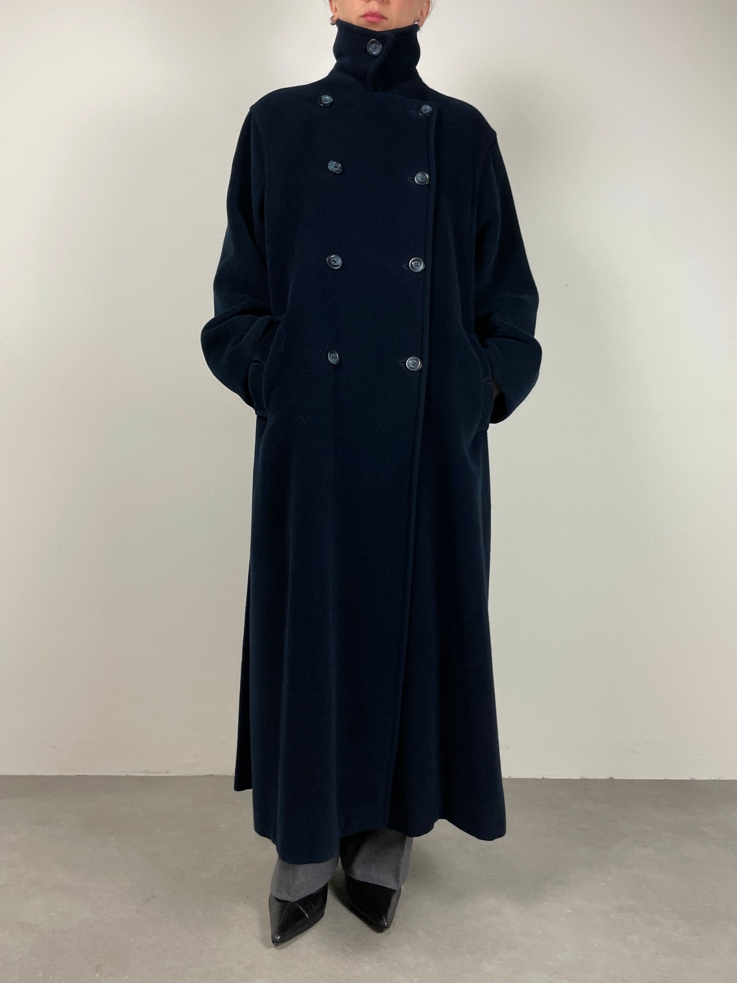 Cappotto Made in Italy in lana e cashmere color blu