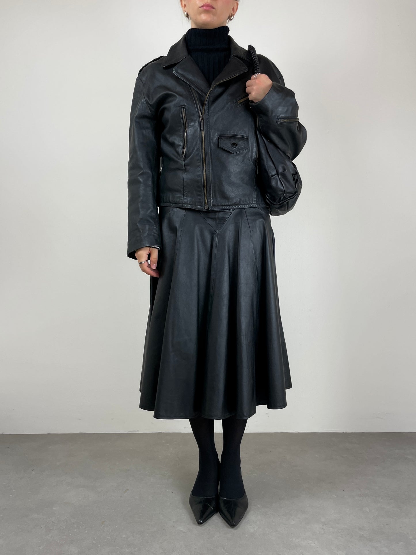 Gonna vintage in vera pelle