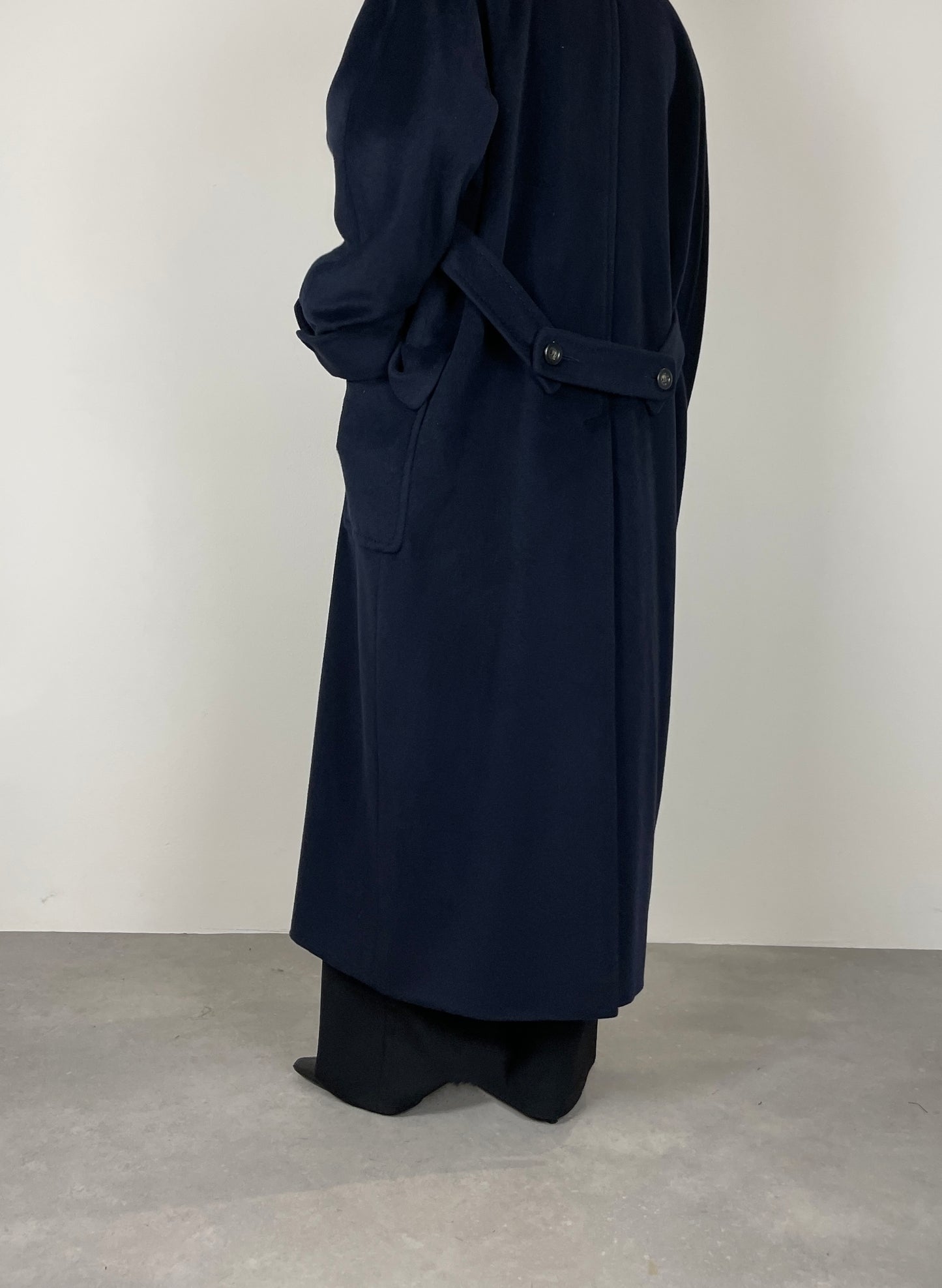Blue wool, angora and cashmere coat