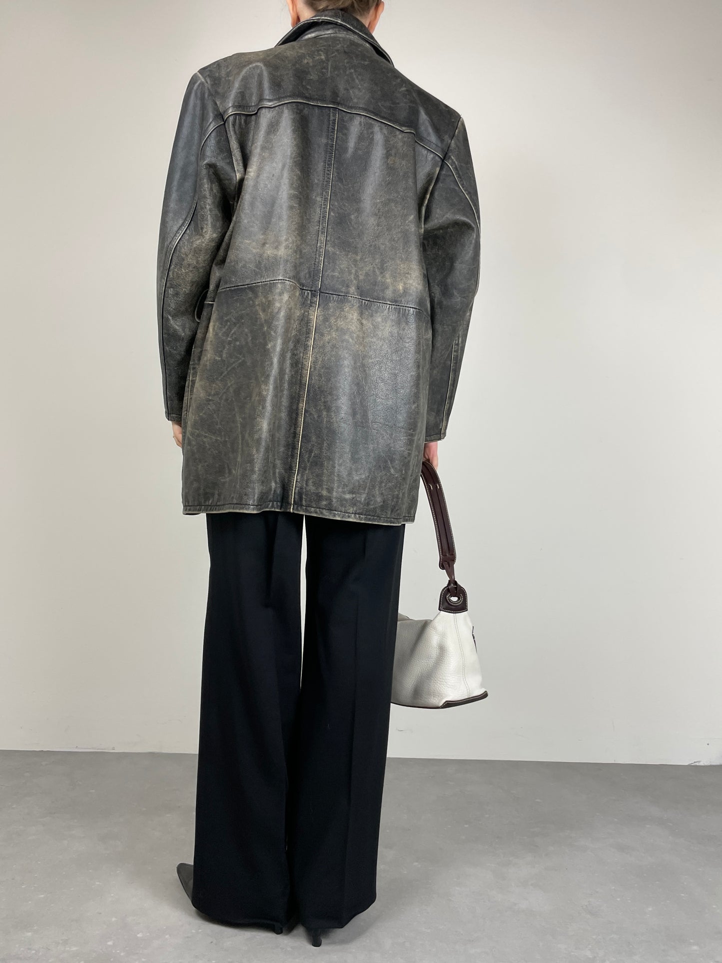 Giacca in vera pelle effetto distressed