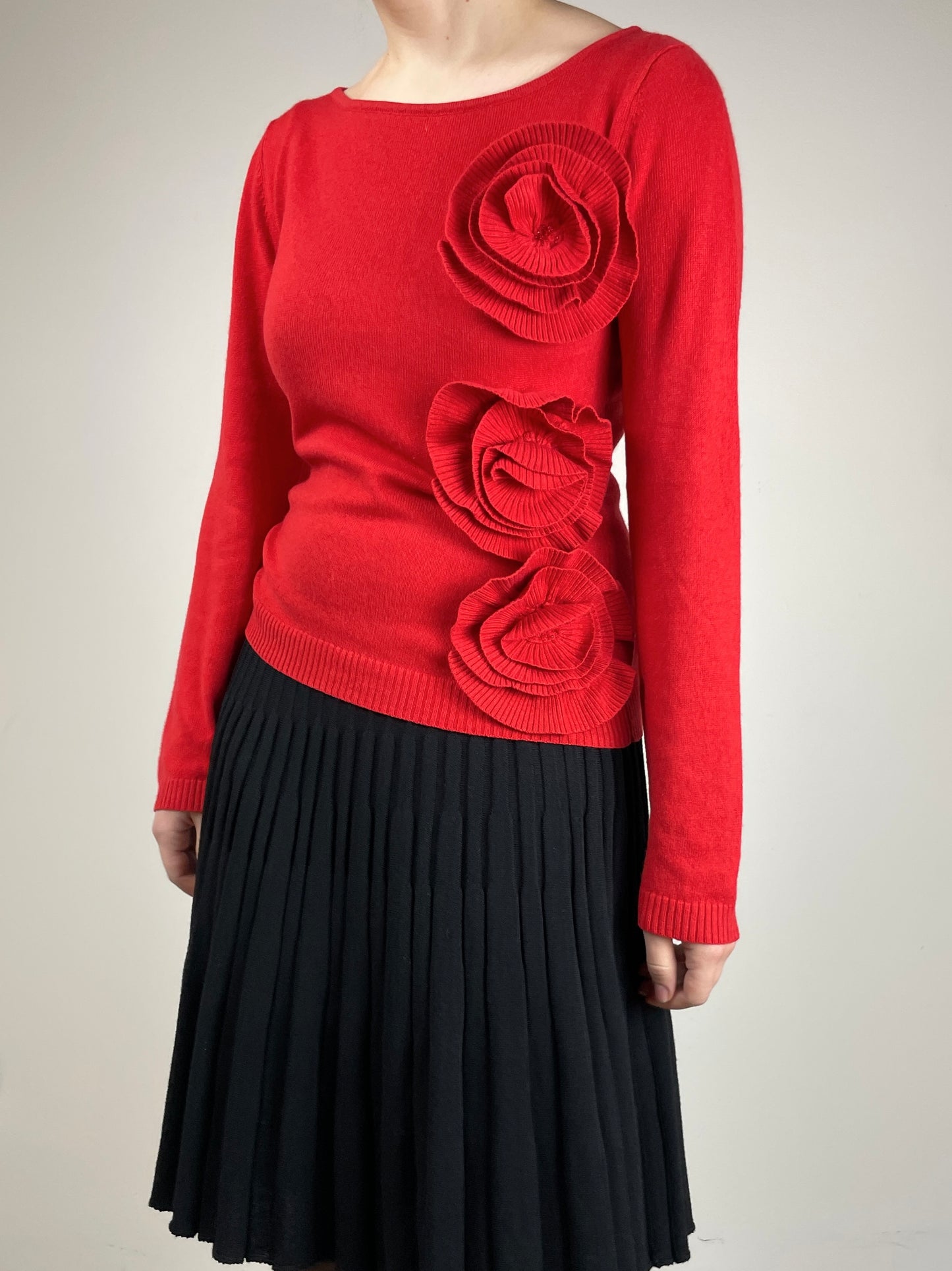 Maglione in cashmere e seta con fiori