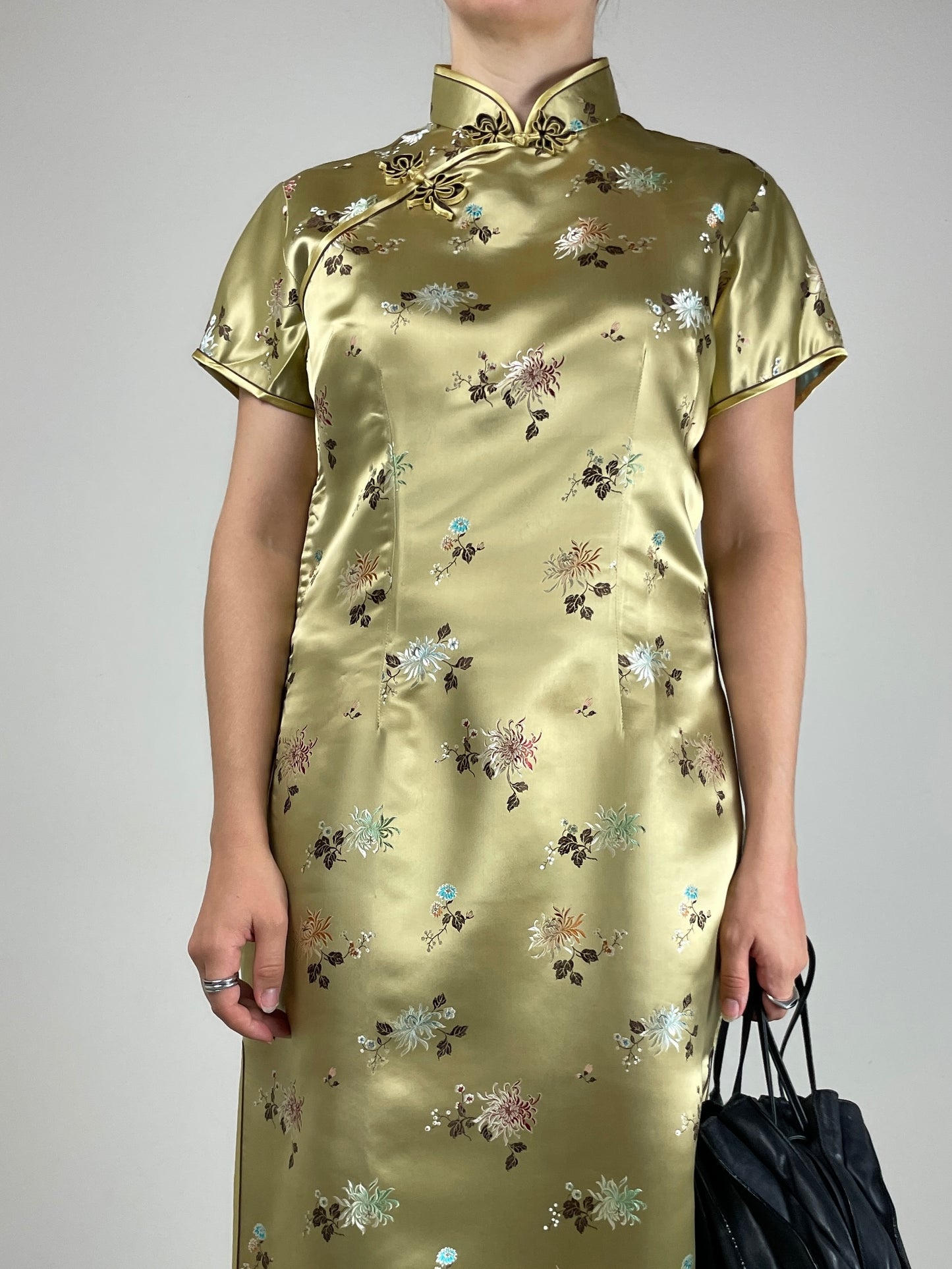 Qipao sartoriale in jacquard di viscosa