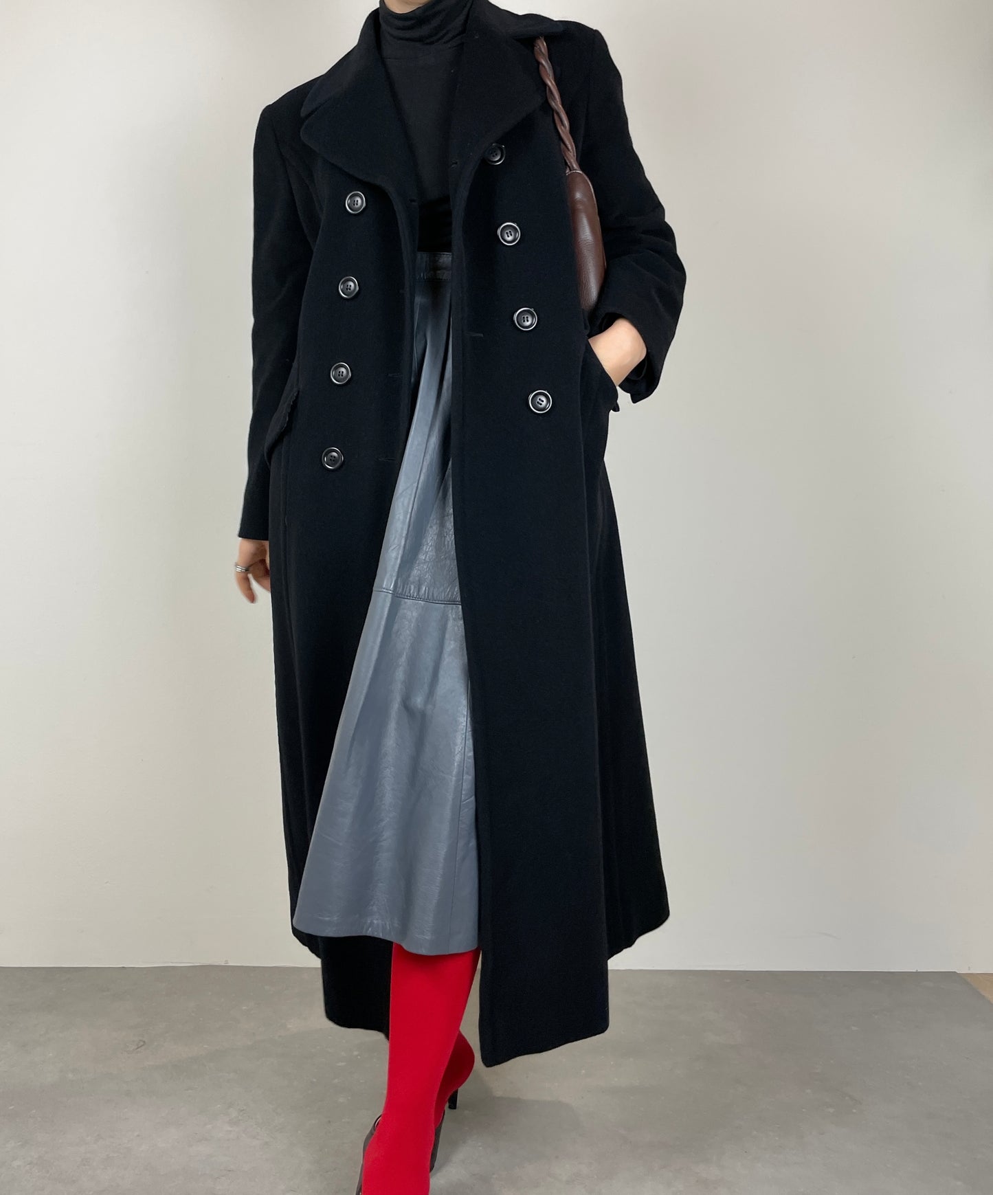 Black wool long coat