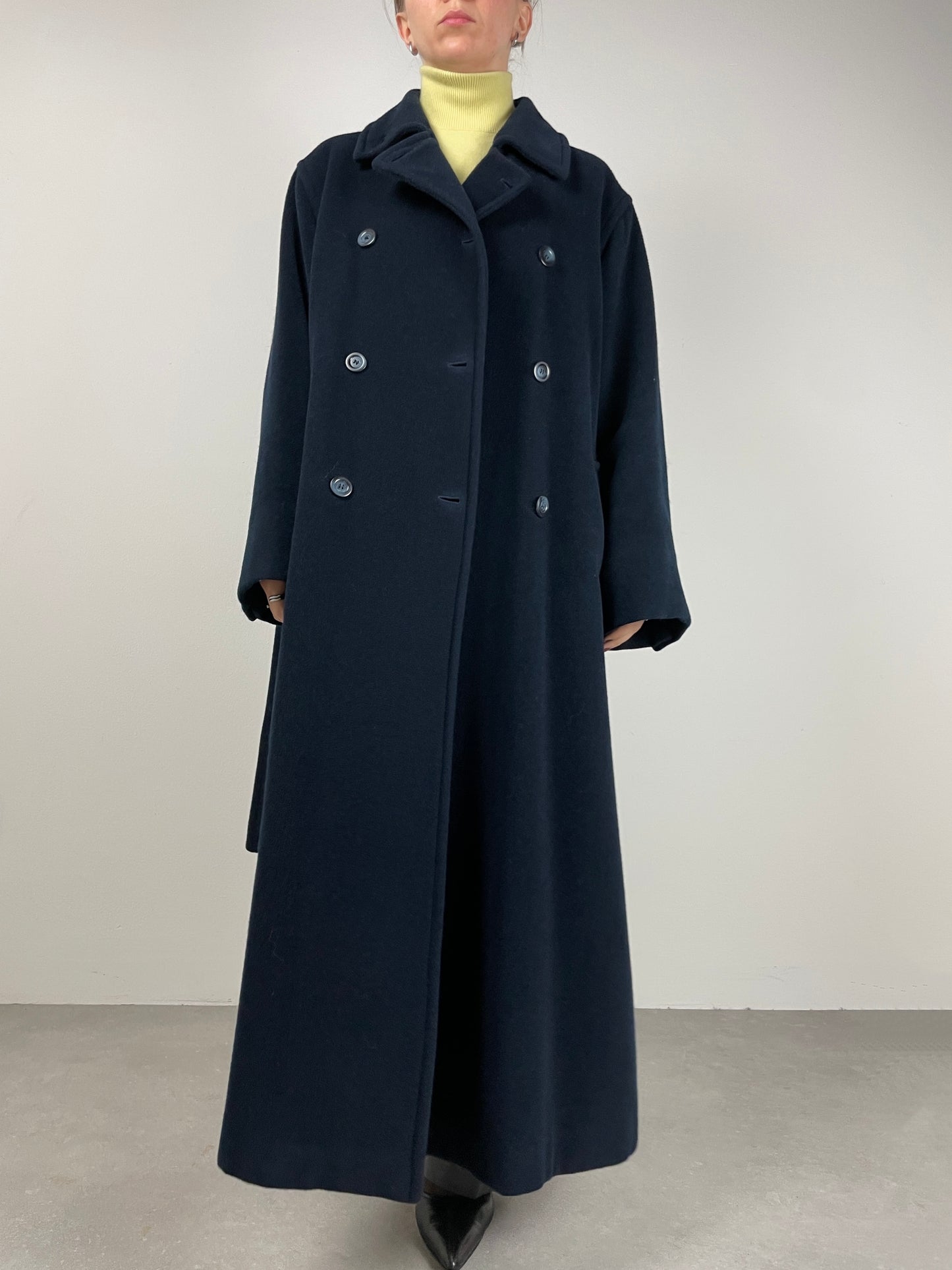Cappotto Made in Italy in lana e cashmere color blu