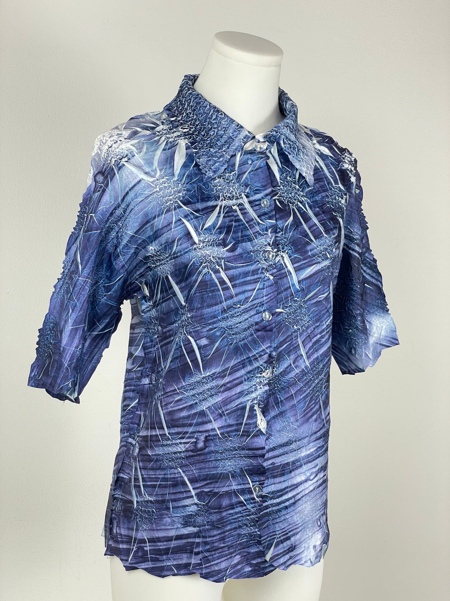 Camicia misto seta in tessuto effetto tridimensionale