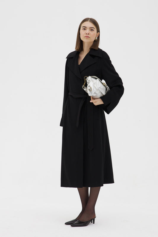 Cappotto vintage nero in lana e cashmere