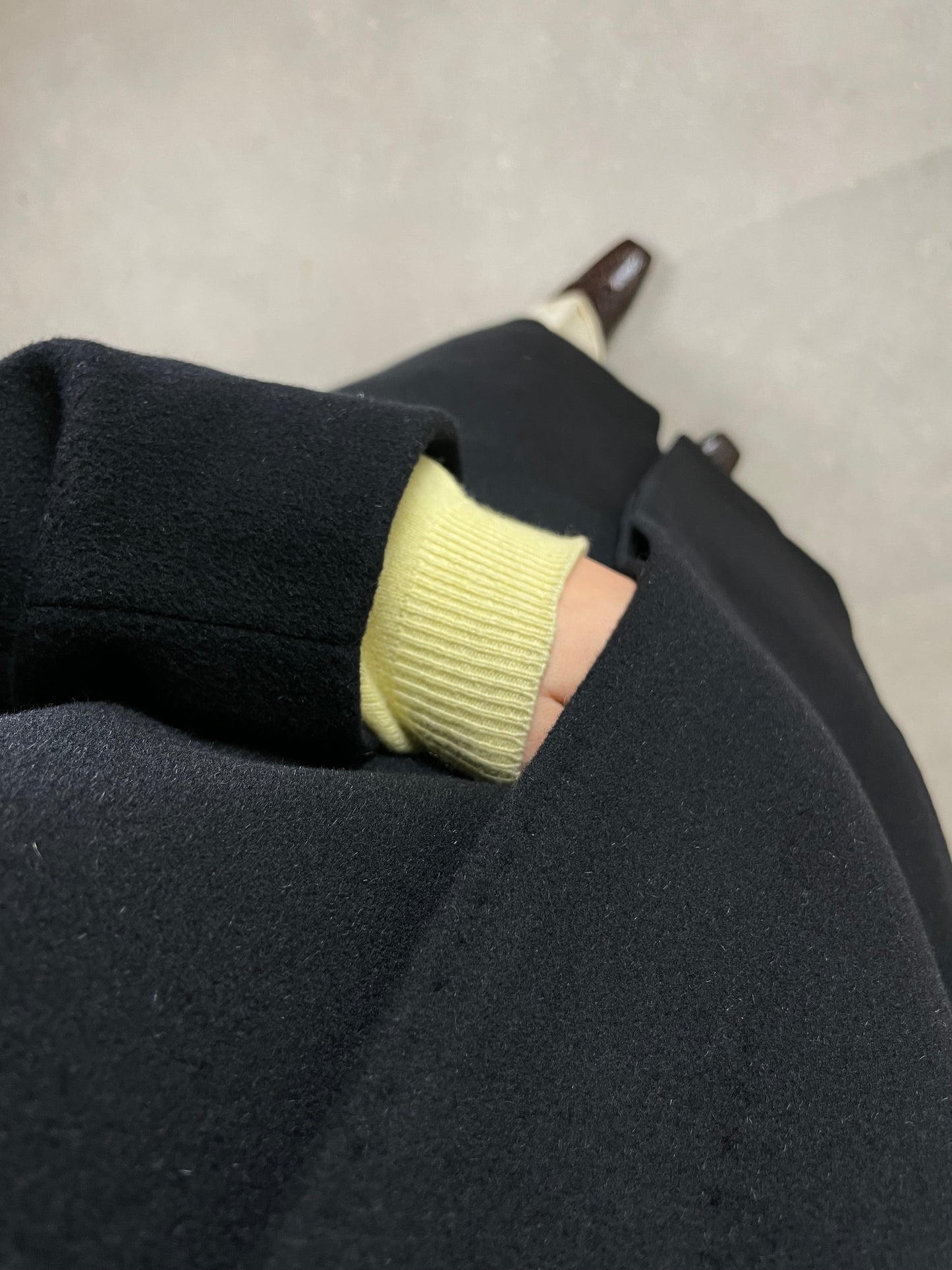 Wool cashmere and angora black coat