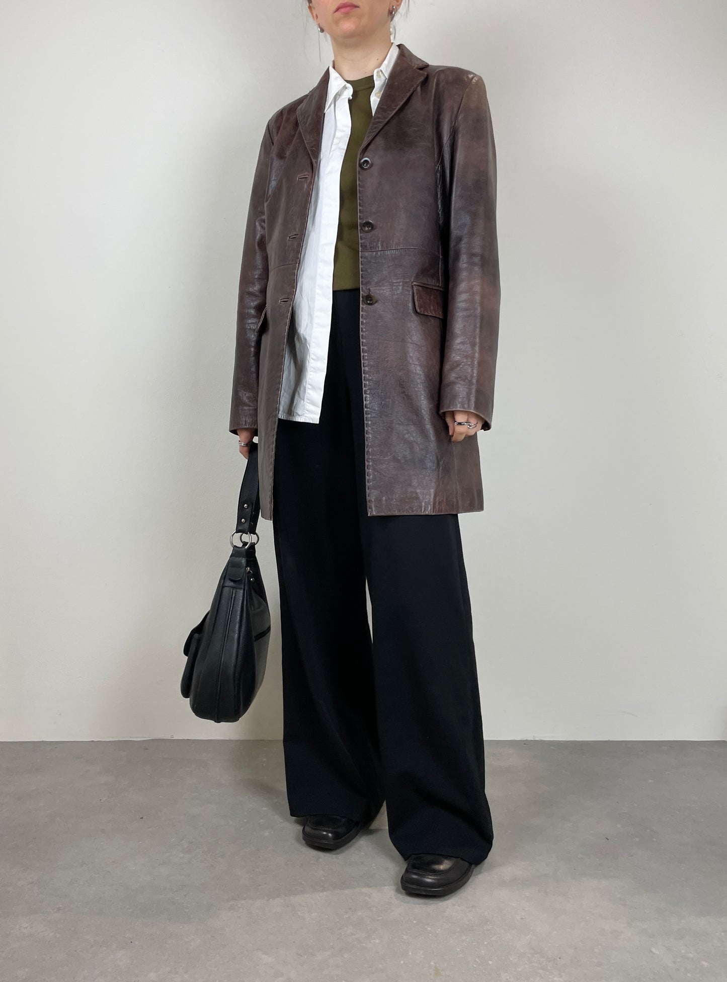 Giacca in pelle effetto distressed