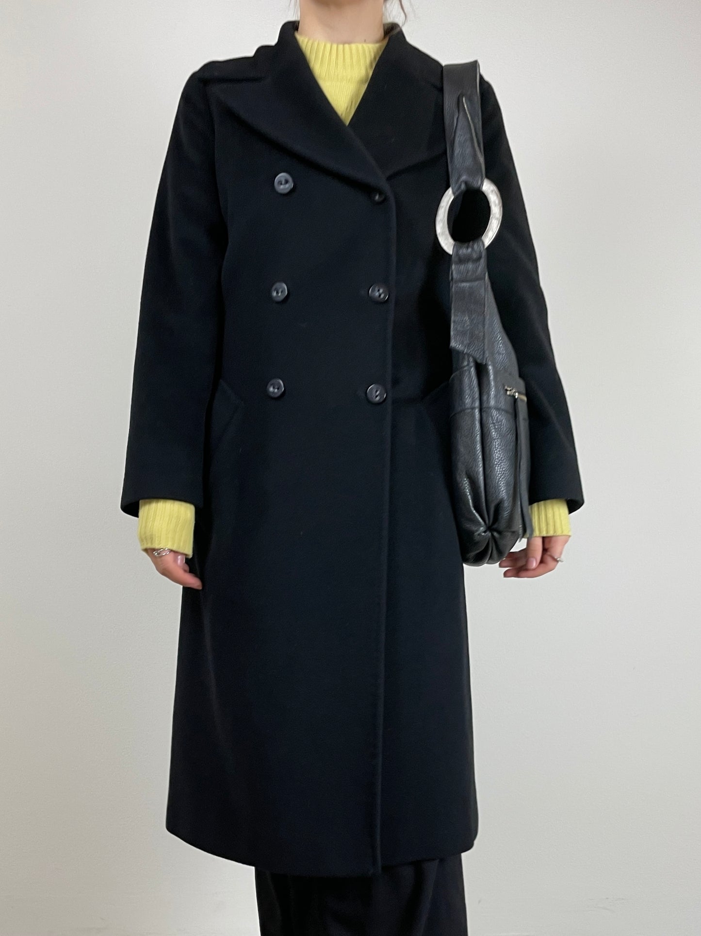 Cappotto vintage in pura lana vergine nero