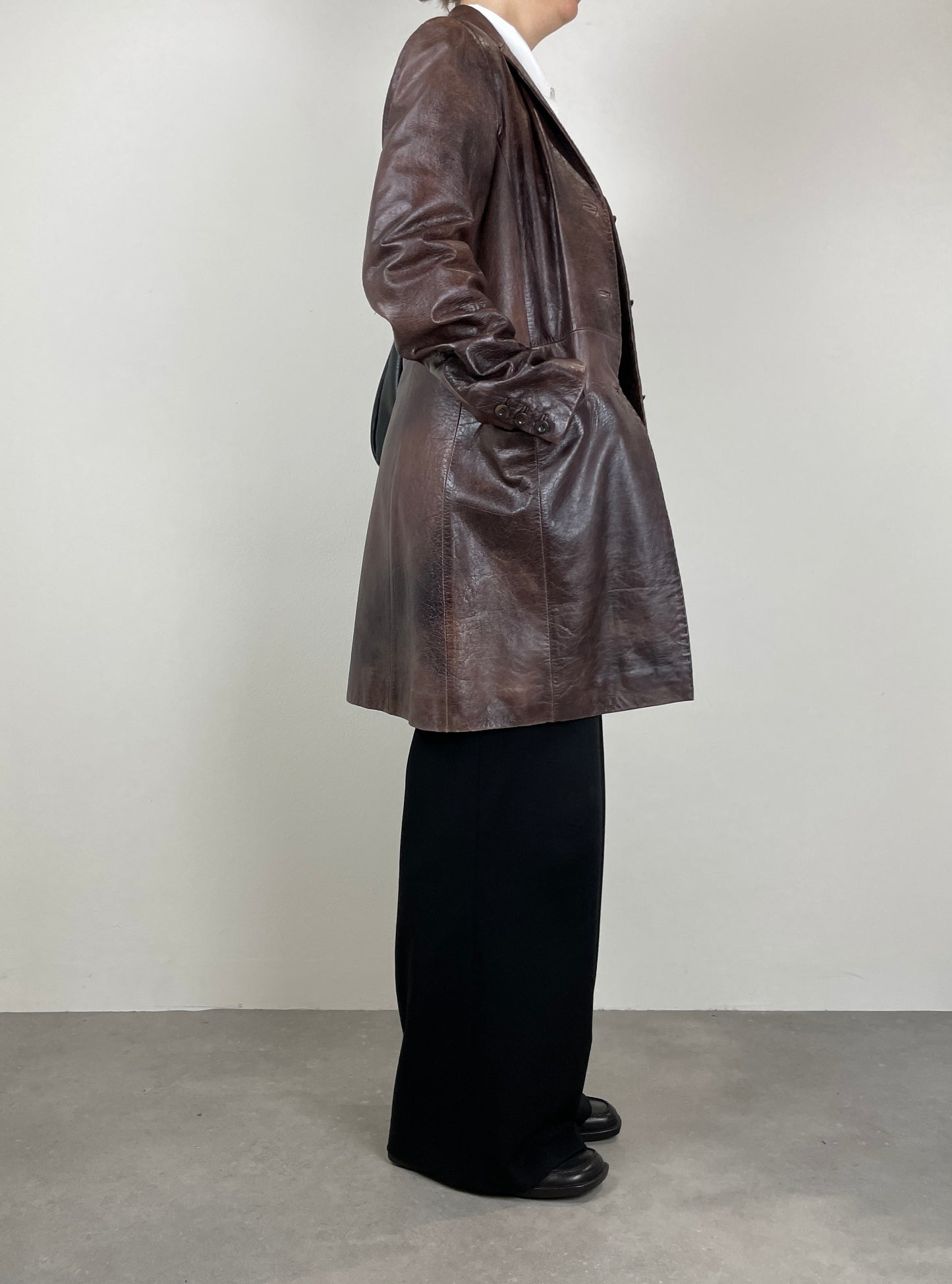 Giacca in pelle effetto distressed