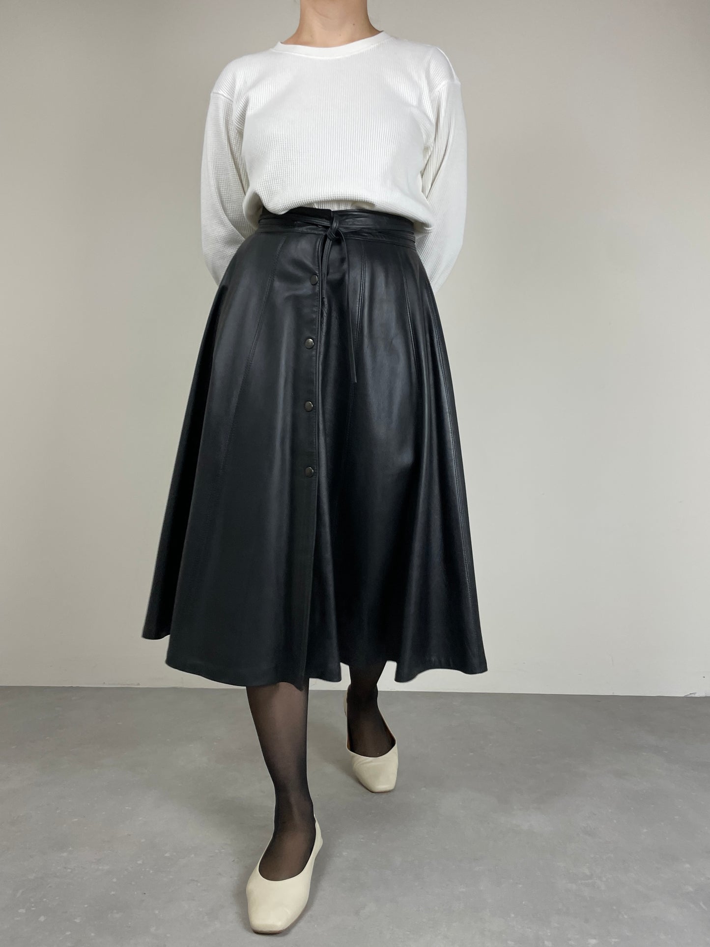Gonna midi in vera pelle