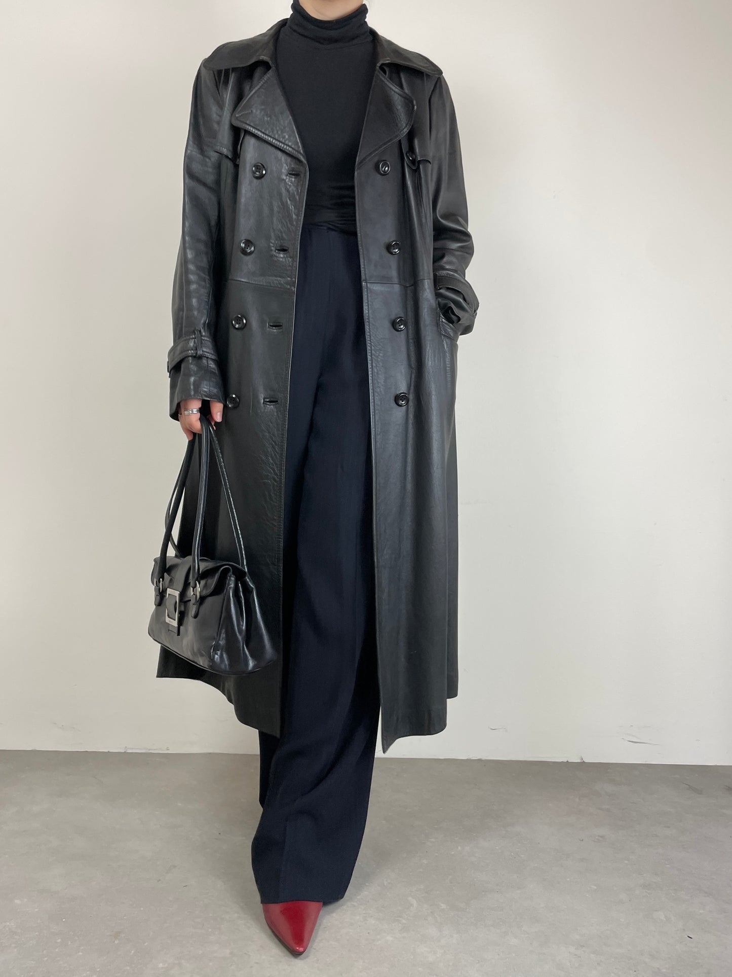 Trench vintage in vera pelle