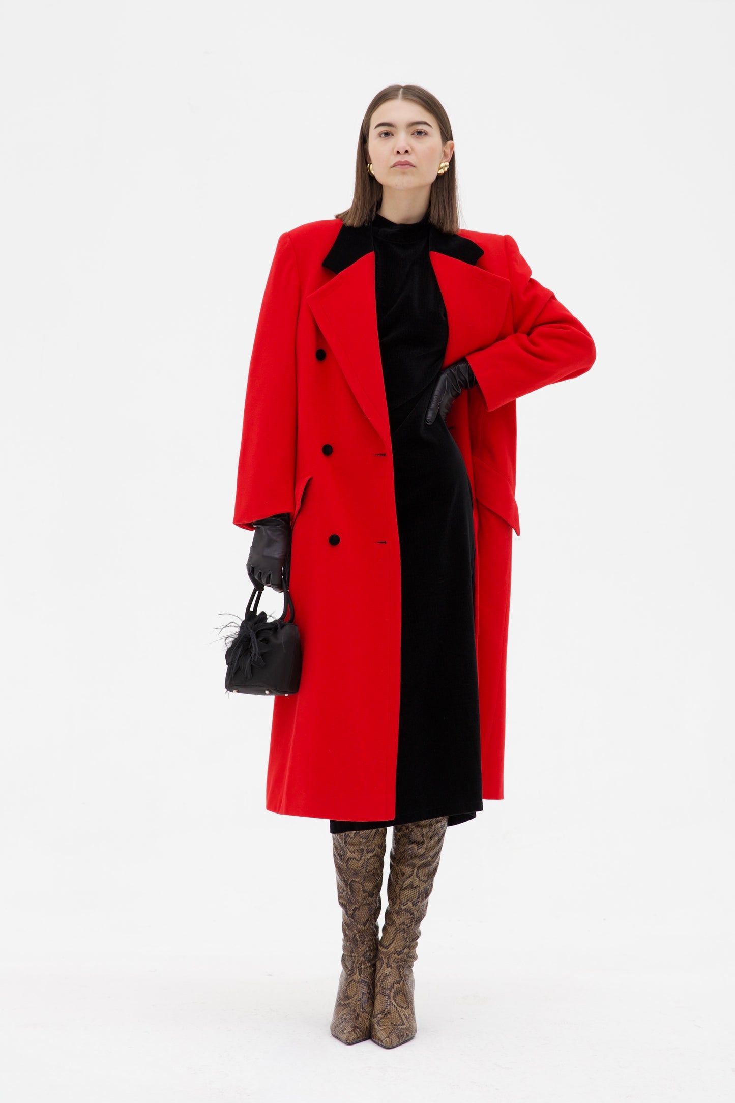 Cappotto vintage in lana e cashmere rosso