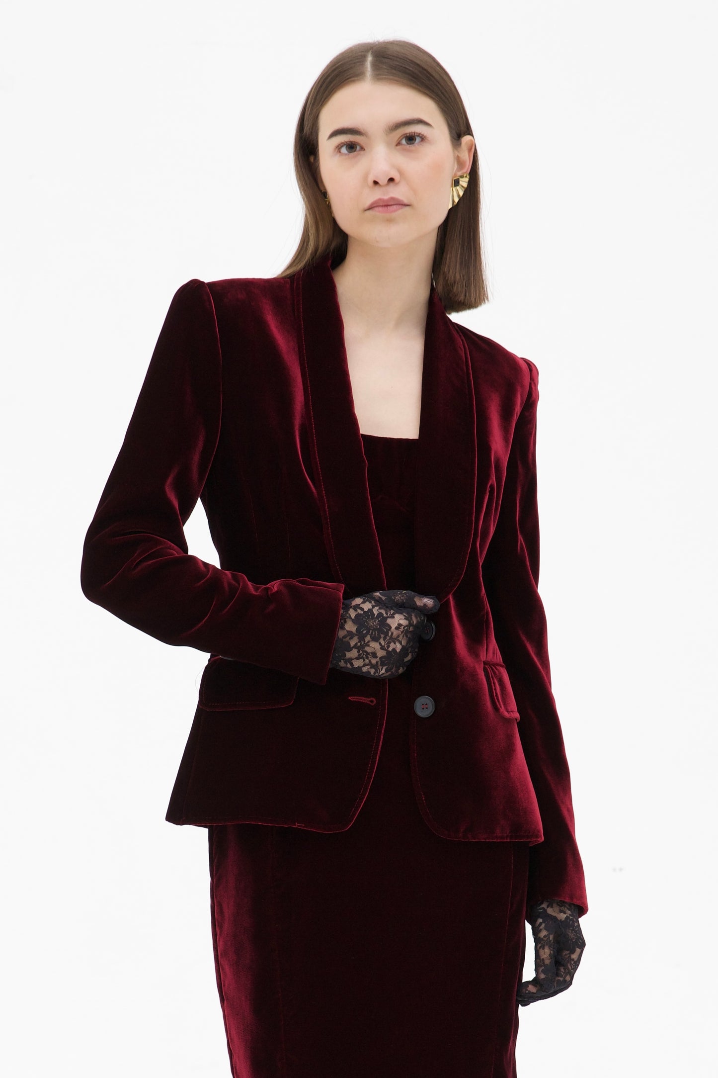 Completo Dolce & Gabbana in velluto borgogna
