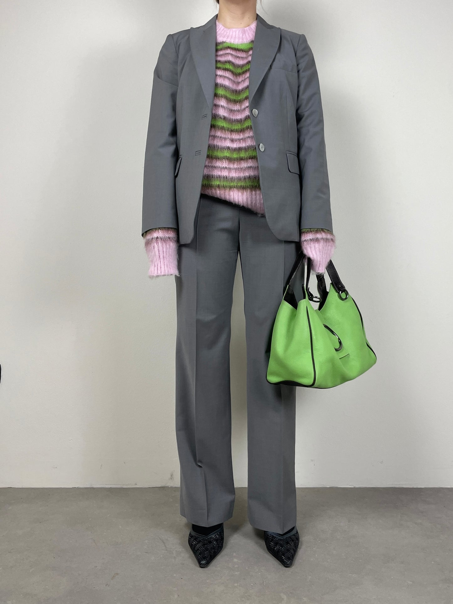 Borsa vera pelle color verde mela