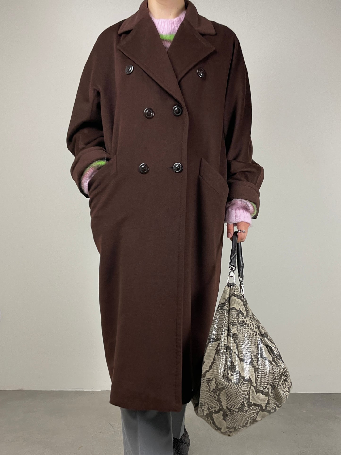 Cappotto in lana color cioccolato