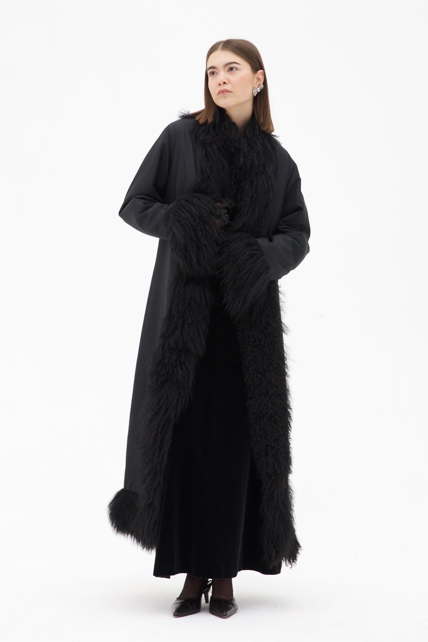 Cappotto in seta e pelliccia Mongolia