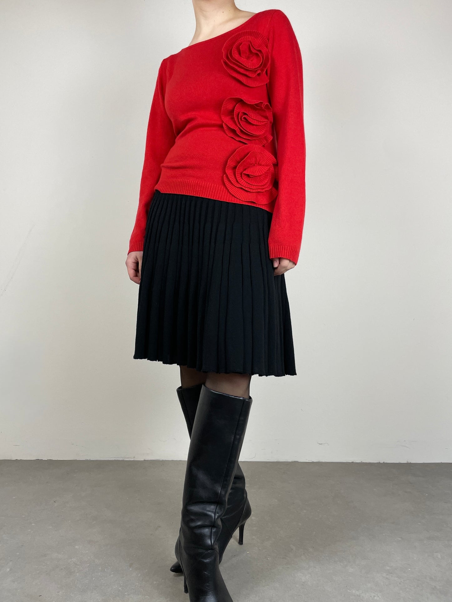 Maglione in cashmere e seta con fiori