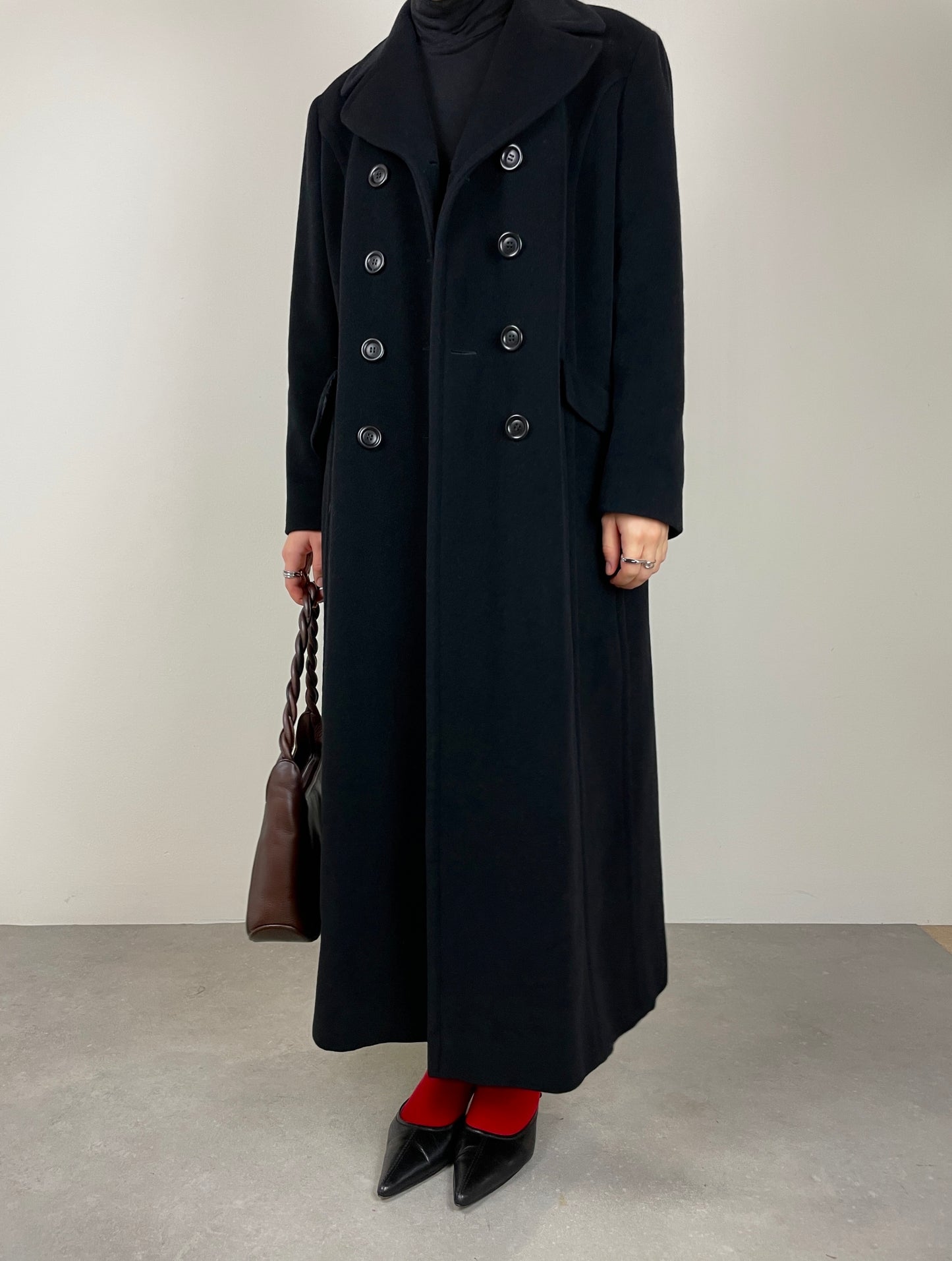 Black wool long coat